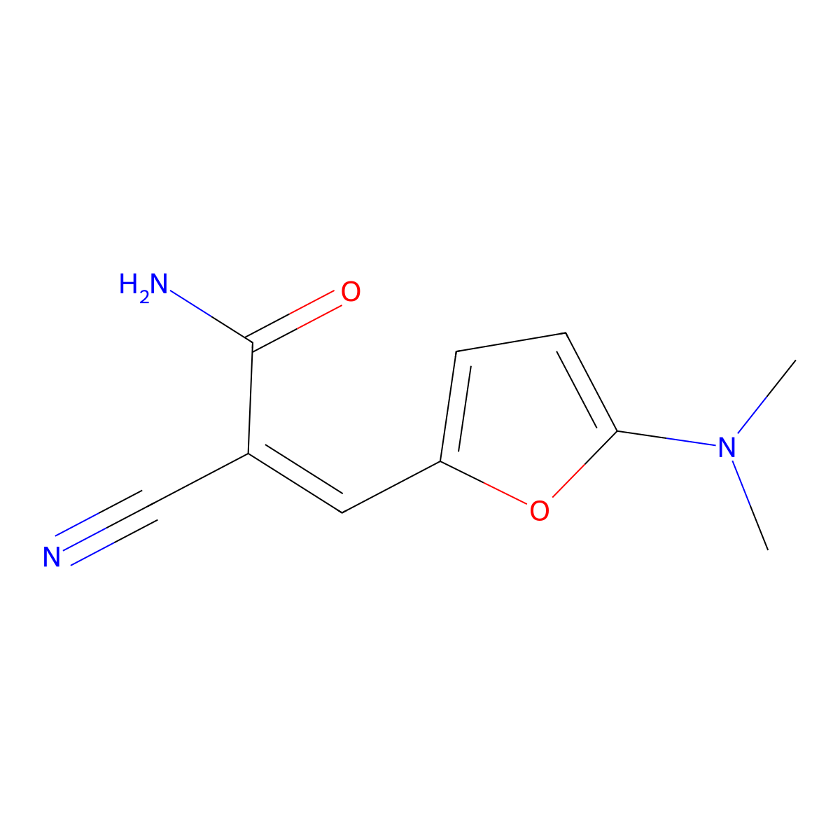 2-Cyano-3-[5-(dimethylamino)furan-2-yl]prop-2-enamide molecular structure, CAS 101397-00-6