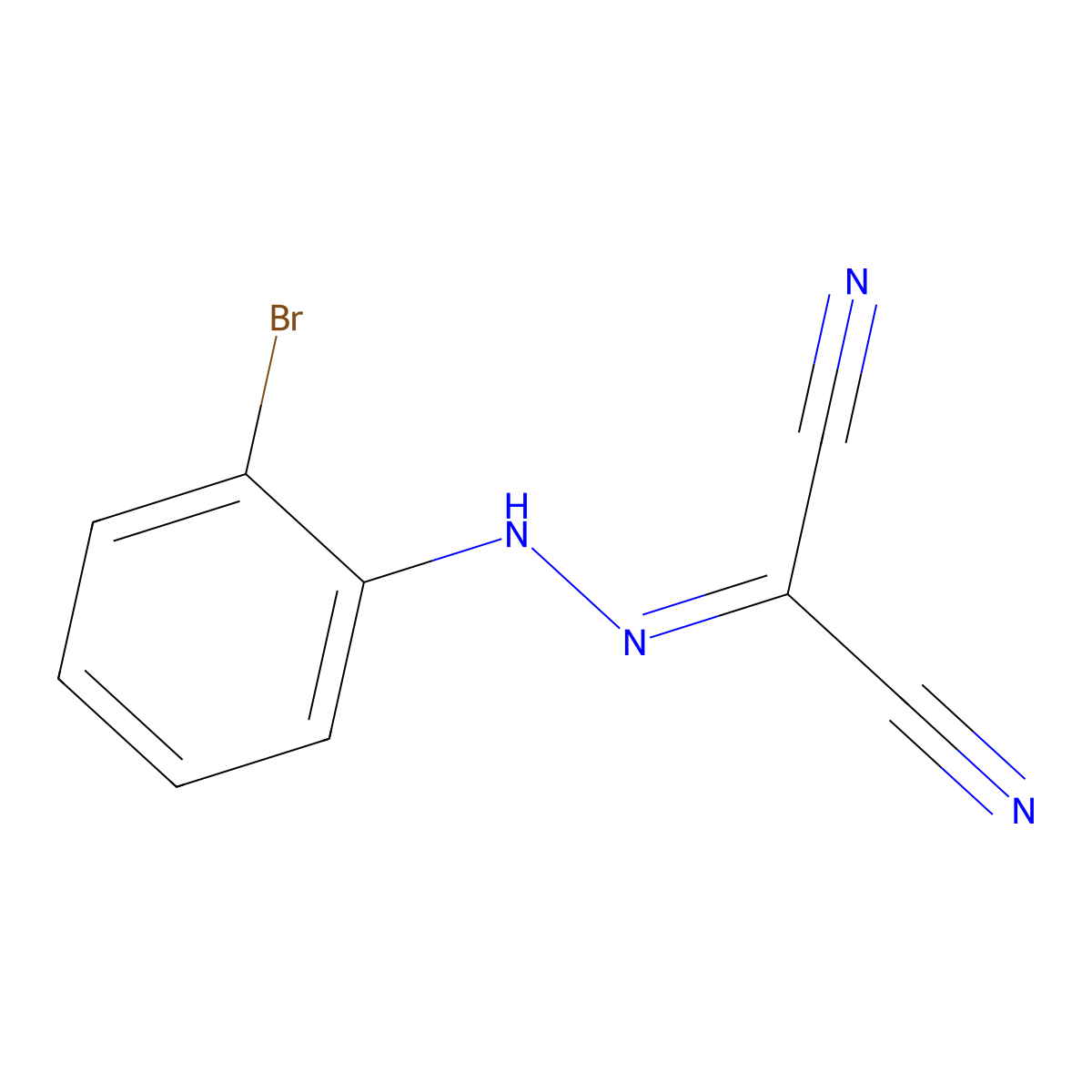 Propanedinitrile, [(2-bromophenyl)hydrazono]- molecular structure, CAS 101398-30-5
