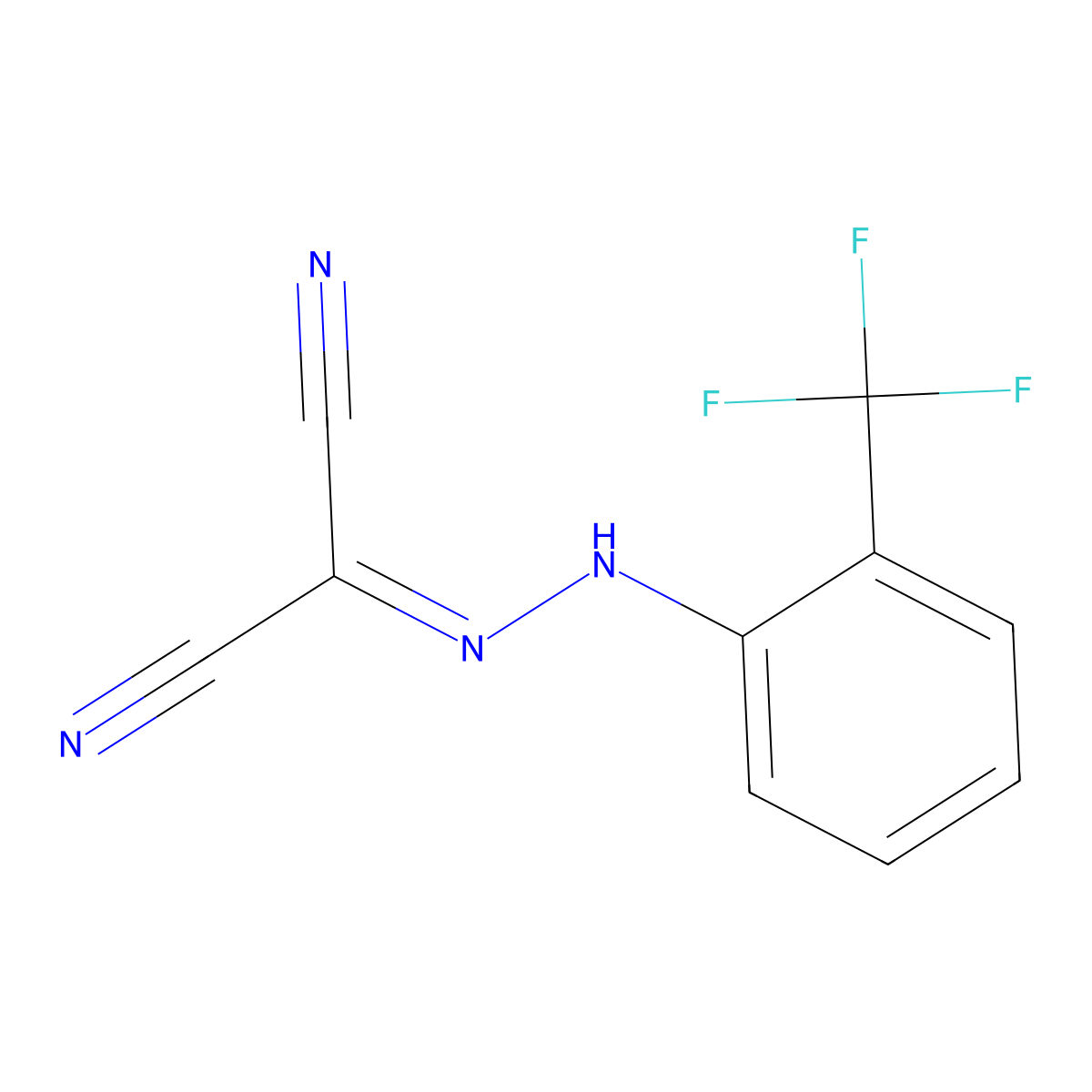 Propanedinitrile, [[2-(trifluoromethyl)phenyl]hydrazono]- molecular structure, CAS 101398-31-6