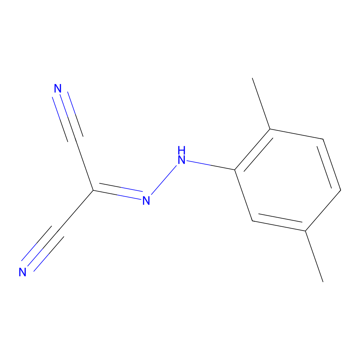 Propanedinitrile, [(2,5-dimethylphenyl)hydrazono]- molecular structure, CAS 101398-33-8