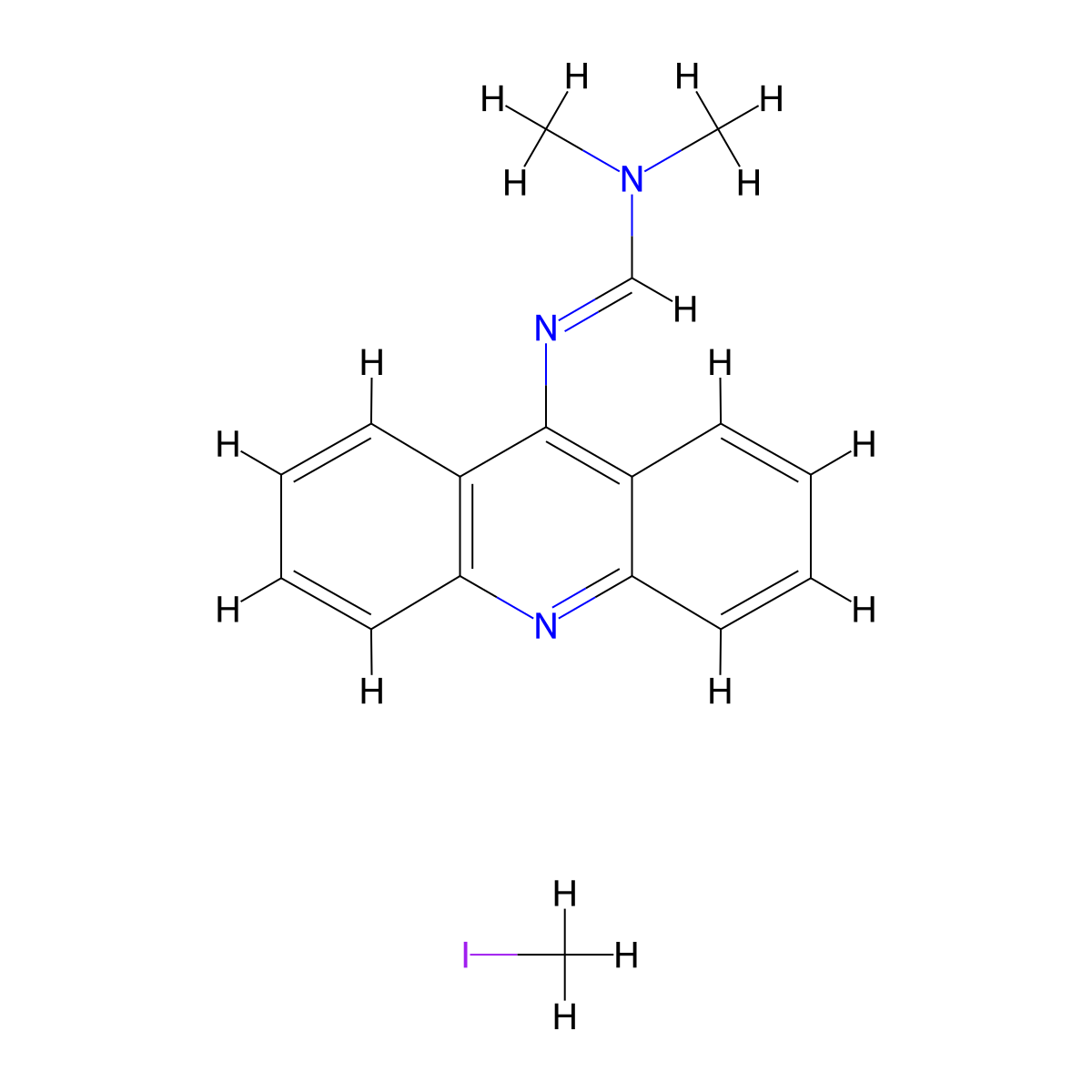 N'-(9-Acridinyl)-N,N'-dimethylformamidine methyl iodine molecular structure, CAS 101398-43-0