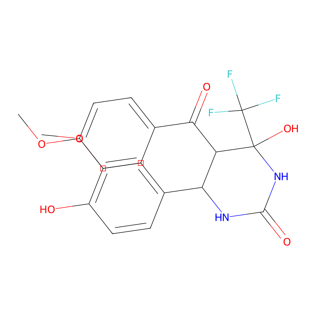 2(1H)-Pyrimidinone, tetrahydro-4-hydroxy-6-(4-hydroxy-3-methoxyphenyl)-5-(4-methoxybenzoyl)-4-(trifluoromethyl)- molecular structure, CAS 1013980-02-3
