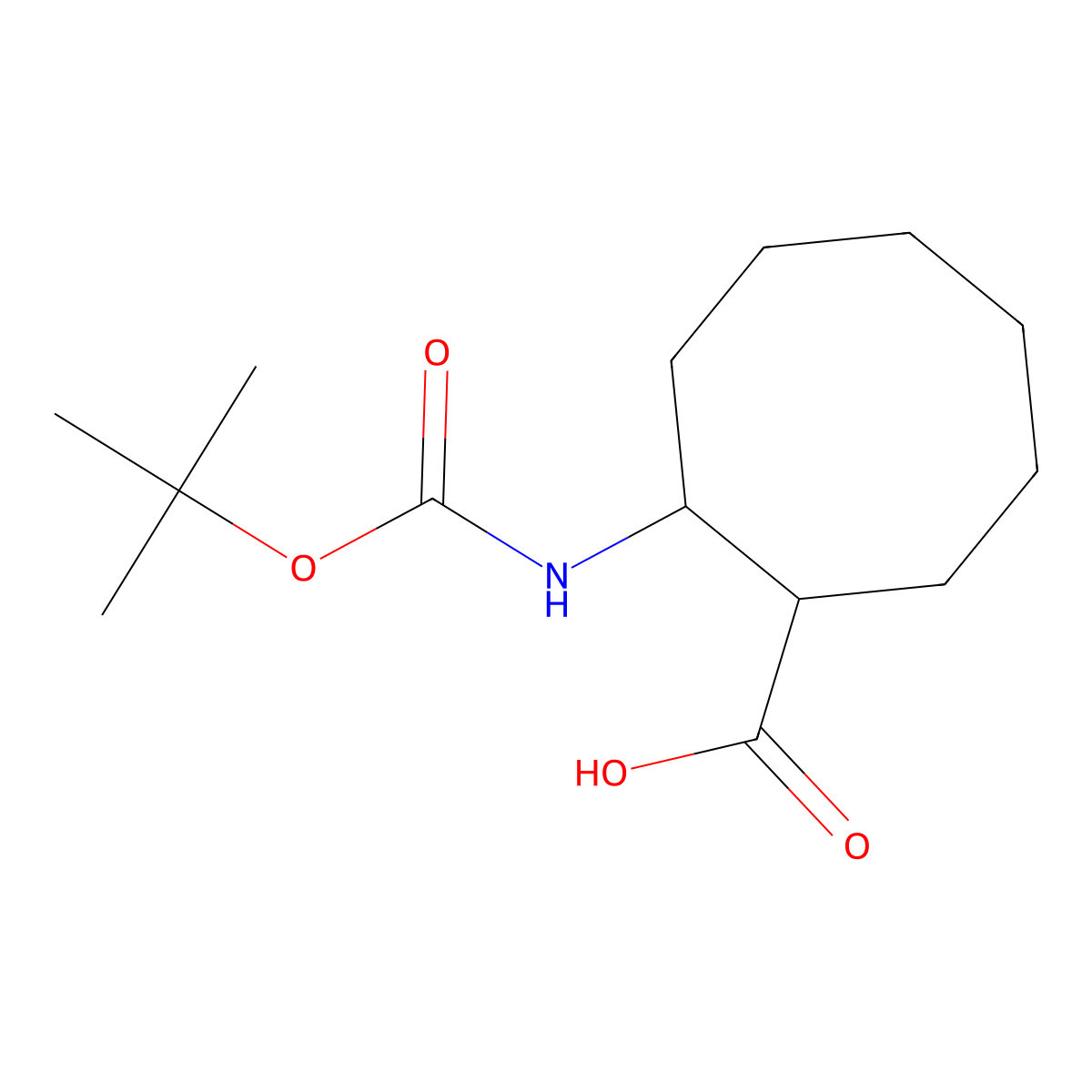 rac-(1R,2S)-2-{[(tert-butoxy)carbonyl]amino}cyclooctane-1-carboxylic acid molecular structure, CAS 1013980-15-8