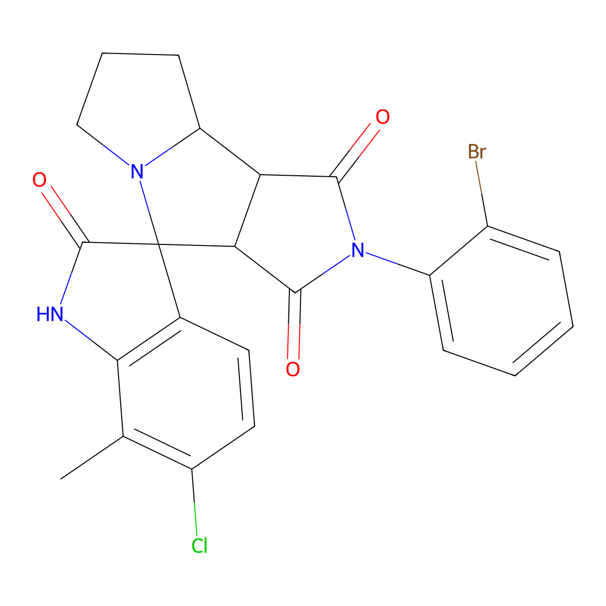 (3S,3'aR,8'aS,8'bS)-2'-(2-bromophenyl)-6-chloro-7-methylspiro[1H-indole-3,4'-3a,6,7,8,8a,8b-hexahydropyrrolo[3,4-a]pyrrolizine]-1',2,3'-trione molecular structure, CAS 1013981-93-5