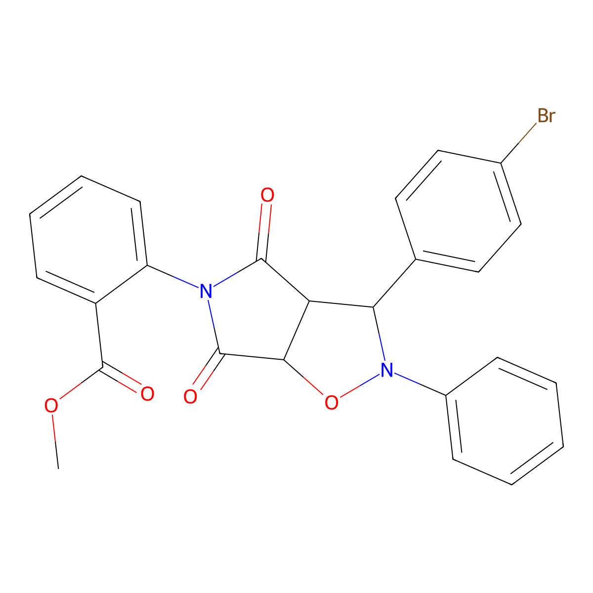 methyl 2-[(3aR,6aS)-3-(4-bromophenyl)-4,6-dioxo-2-phenyl-3a,6a-dihydro-3H-pyrrolo[3,4-d][1,2]oxazol-5-yl]benzoate molecular structure, CAS 1013982-09-6
