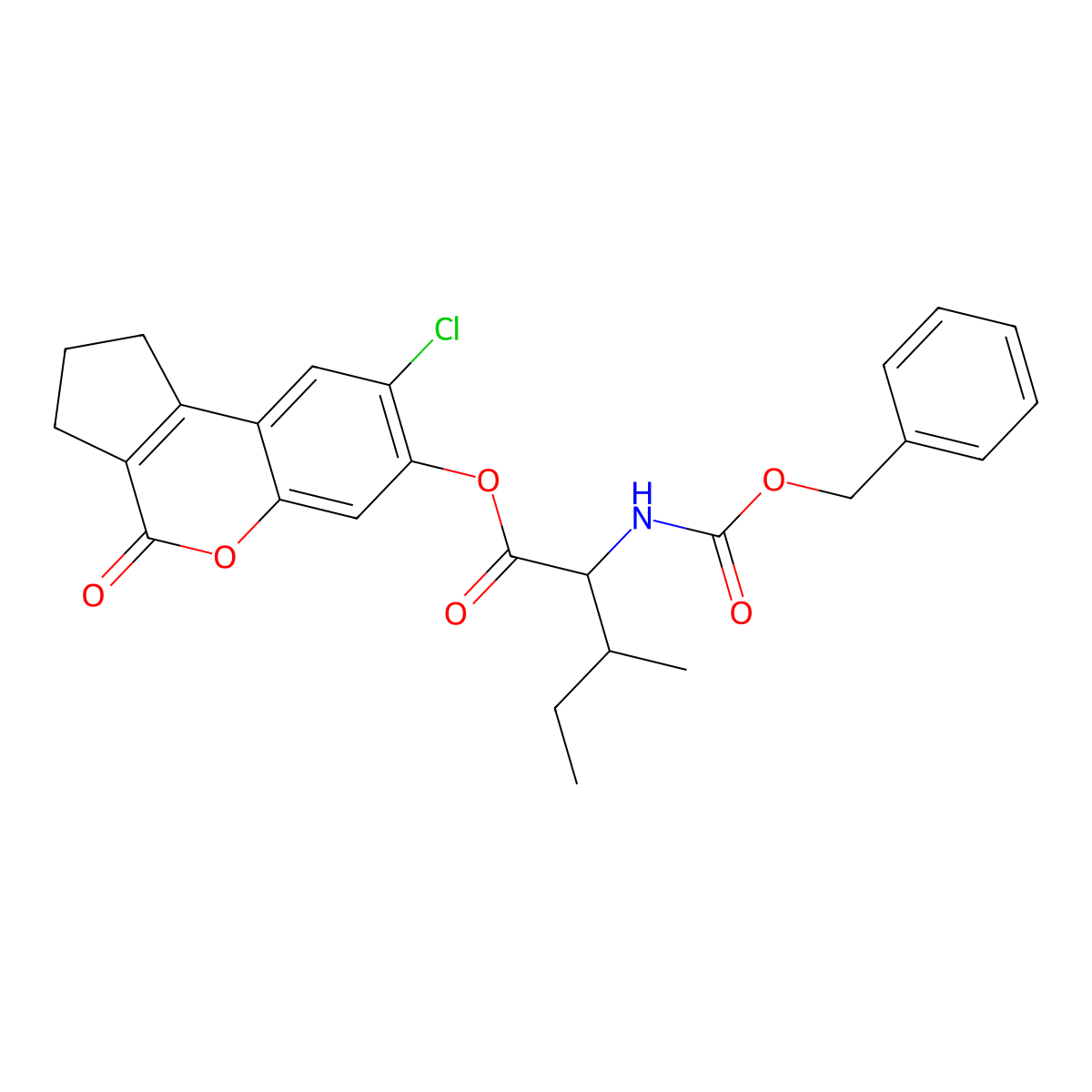 8-chloro-4-oxo-1,2,3,4-tetrahydrocyclopenta[c]chromen-7-yl N-[(benzyloxy)carbonyl]-D-isoleucinate molecular structure, CAS 1013982-15-4