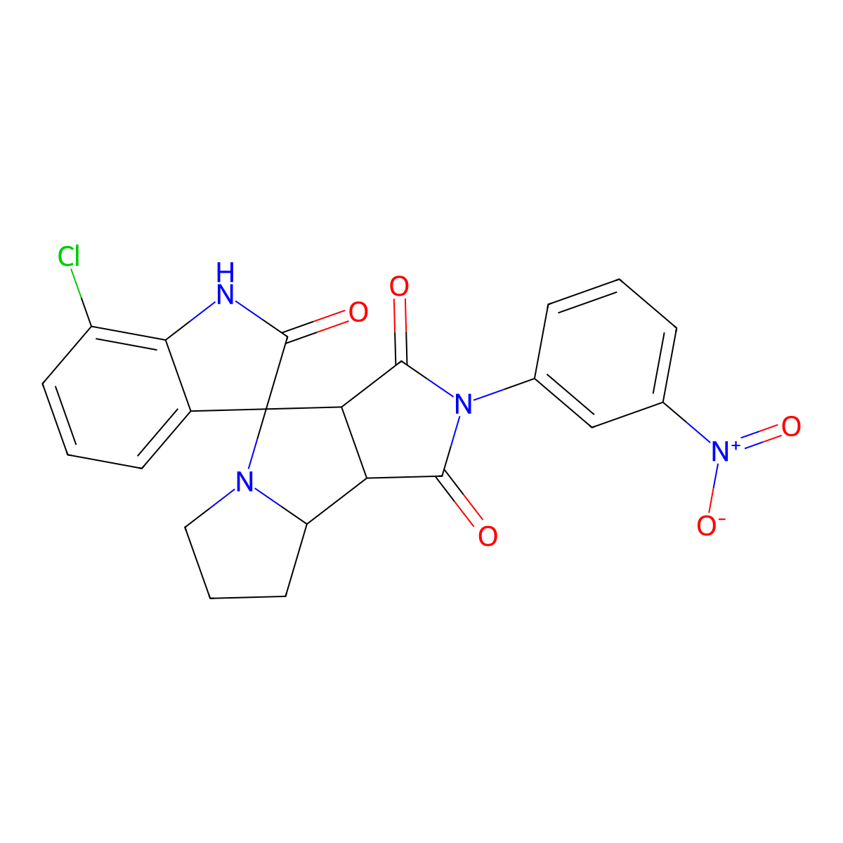 (3S,3'aR,8'aS,8'bS)-7-chloro-2'-(3-nitrophenyl)spiro[1H-indole-3,4'-3a,6,7,8,8a,8b-hexahydropyrrolo[3,4-a]pyrrolizine]-1',2,3'-trione molecular structure, CAS 1013983-80-6