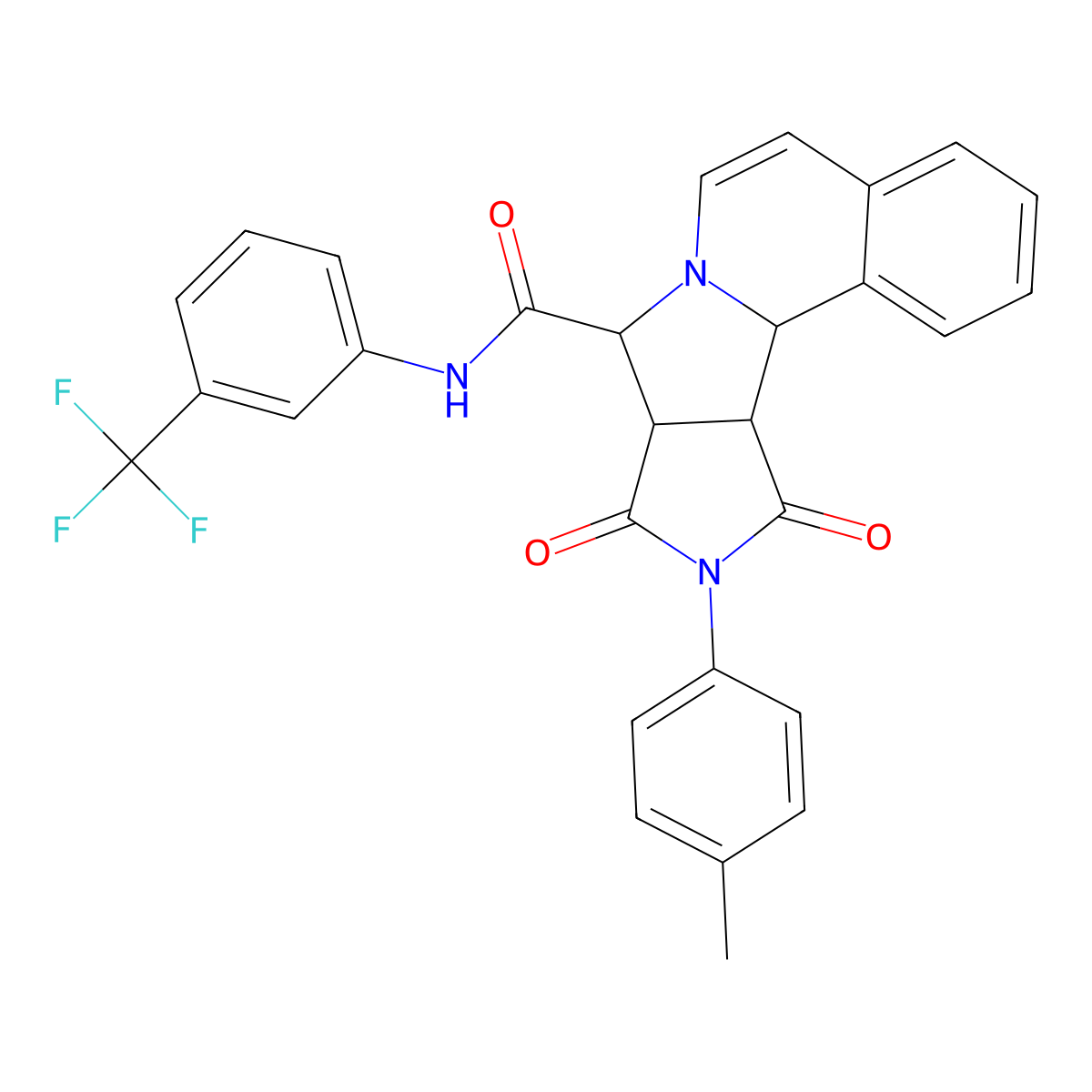 (11S,12R,16S)-14-(4-methylphenyl)-13,15-dioxo-N-[3-(trifluoromethyl)phenyl]-10,14-diazatetracyclo[8.6.0.02,7.012,16]hexadeca-2,4,6,8-tetraene-11-carboxamide molecular structure, CAS 1013983-82-8
