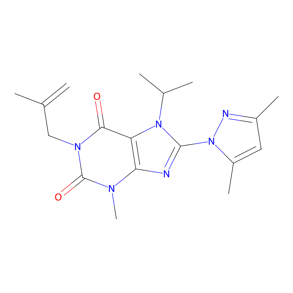 8-(3,5-Dimethylpyrazol-1-yl)-3-methyl-1-(2-methylprop-2-enyl)-7-propan-2-ylpurine-2,6-dione molecular structure, CAS 1013989-12-2
