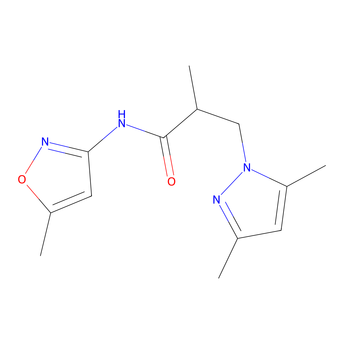 3-(3,5-dimethyl-1H-pyrazol-1-yl)-2-methyl-N-(5-methyl-3-isoxazolyl)propanamide molecular structure, CAS 1013991-78-0