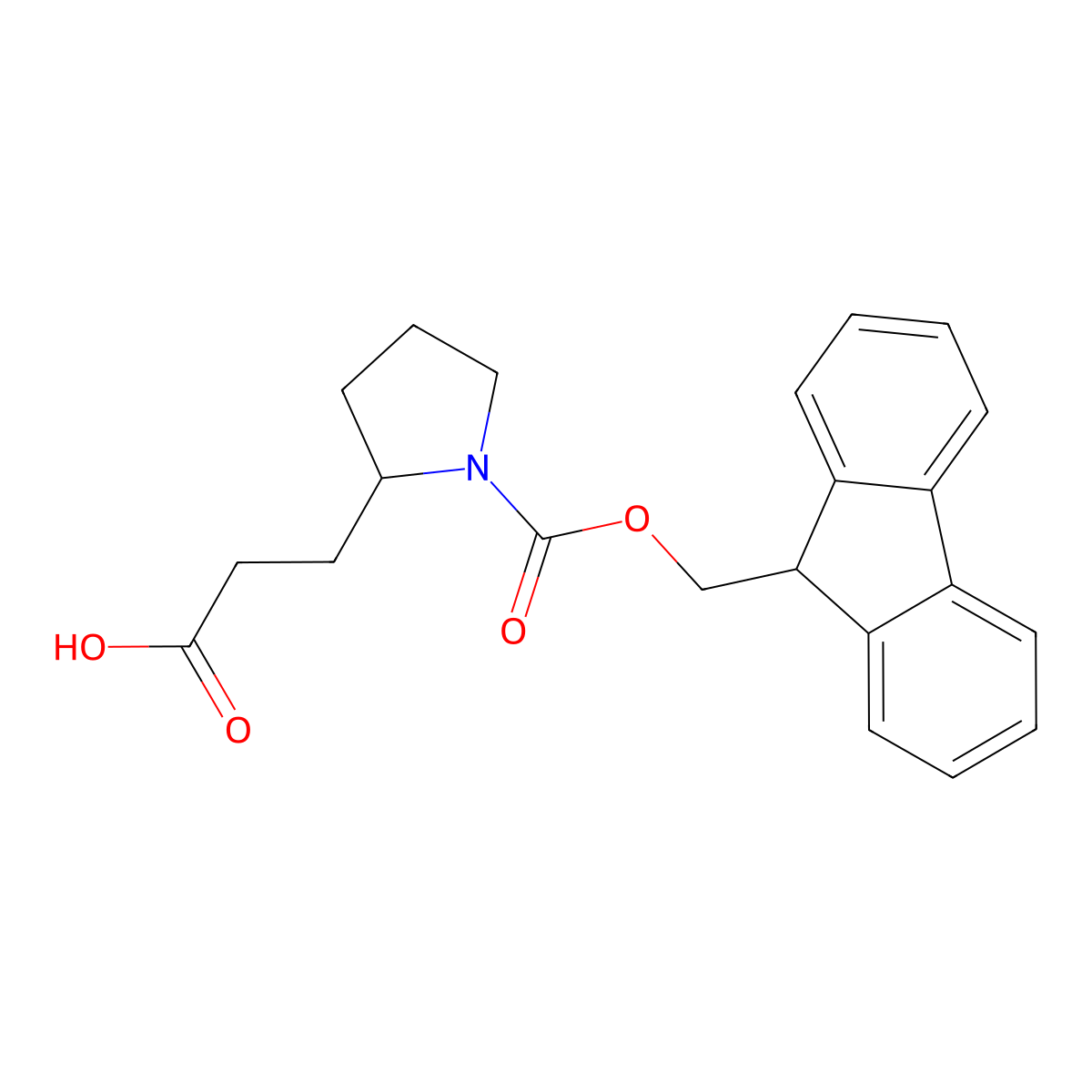 3-((2S)-1-(((9H-fluoren-9-yl)methoxy)carbonyl)pyrrolidin-2-yl)propanoic acid molecular structure, CAS 1013997-51-7