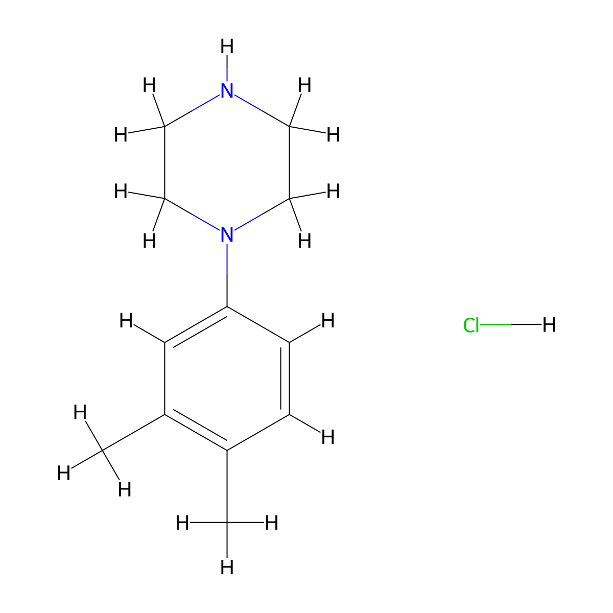 1-(3,4-Dimethylphenyl)piperazine;hydrochloride molecular structure, CAS 1014-06-8