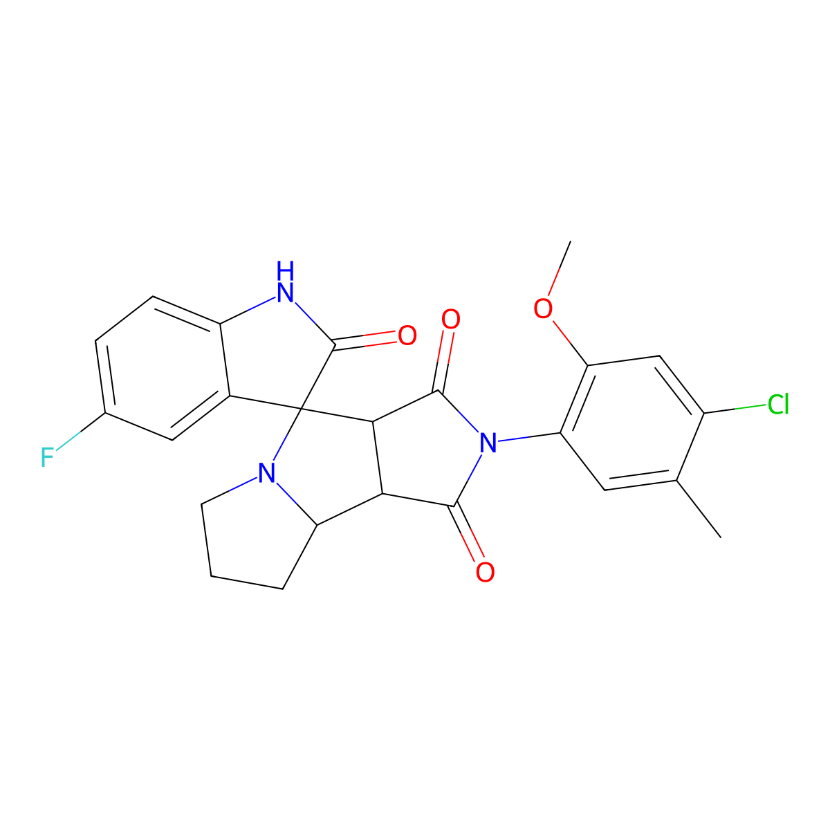 (3S,3'aR,8'aS,8'bS)-2'-(4-chloro-2-methoxy-5-methylphenyl)-5-fluorospiro[1H-indole-3,4'-3a,6,7,8,8a,8b-hexahydropyrrolo[3,4-a]pyrrolizine]-1',2,3'-trione molecular structure, CAS 1014000-80-6