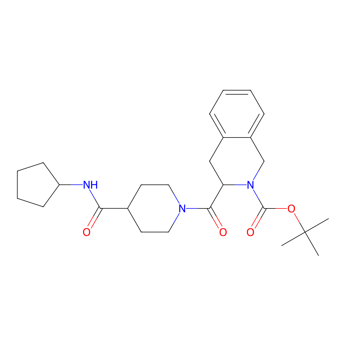 tert-butyl (3S)-3-{[4-(cyclopentylcarbamoyl)piperidin-1-yl]carbonyl}-3,4-dihydroisoquinoline-2(1H)-carboxylate molecular structure, CAS 1014002-29-9