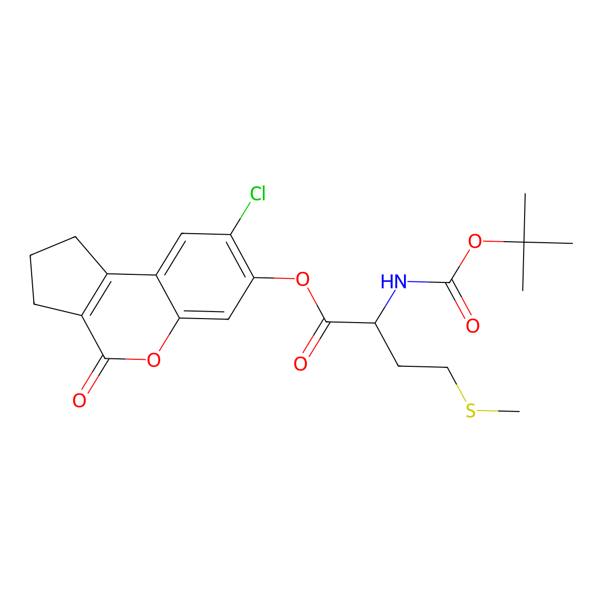 8-chloro-4-oxo-1,2,3,4-tetrahydrocyclopenta[c]chromen-7-yl N-(tert-butoxycarbonyl)-D-methioninate molecular structure, CAS 1014002-60-8