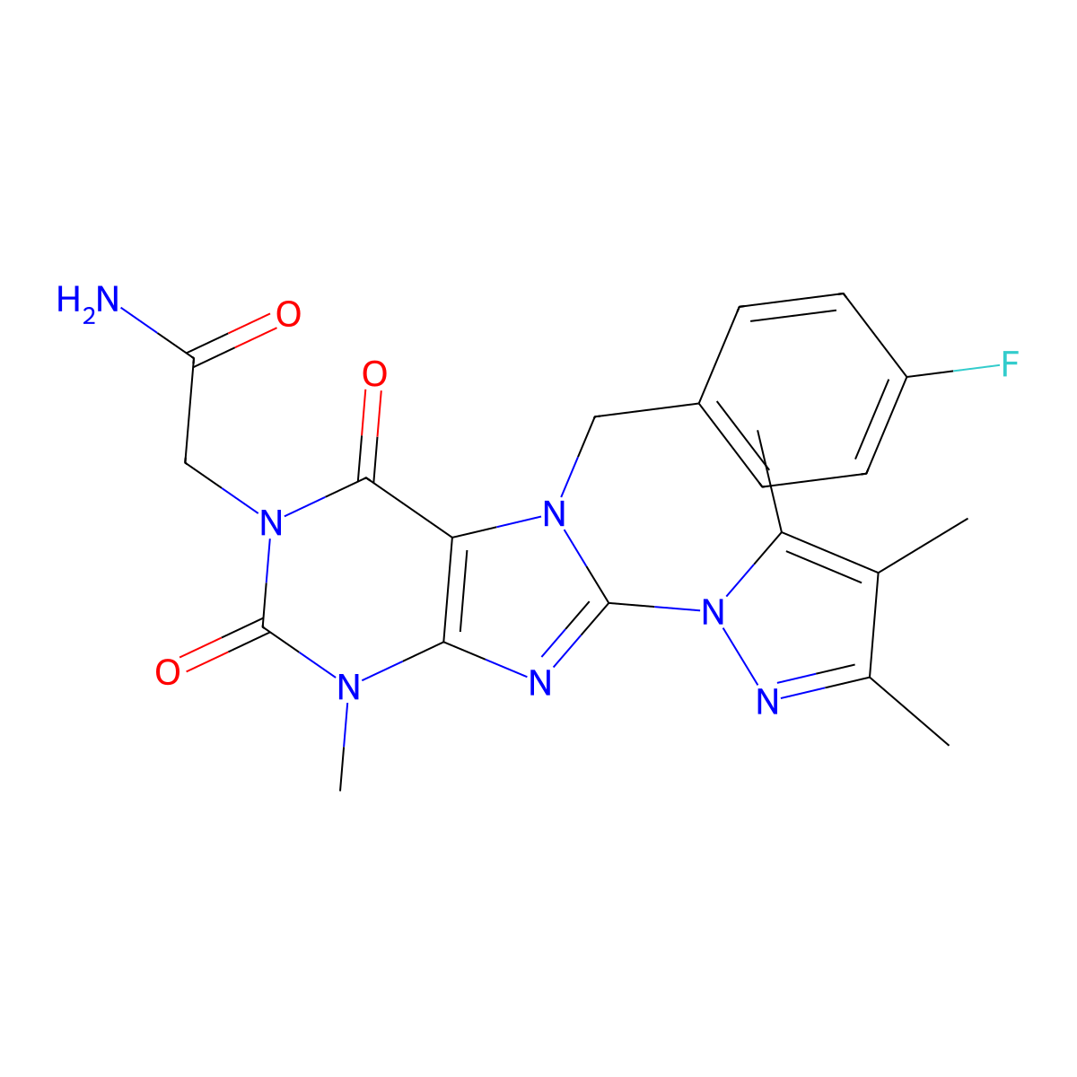 2-[7-[(4-Fluorophenyl)methyl]-3-methyl-2,6-dioxo-8-(3,4,5-trimethylpyrazol-1-yl)purin-1-yl]acetamide molecular structure, CAS 1014009-53-0