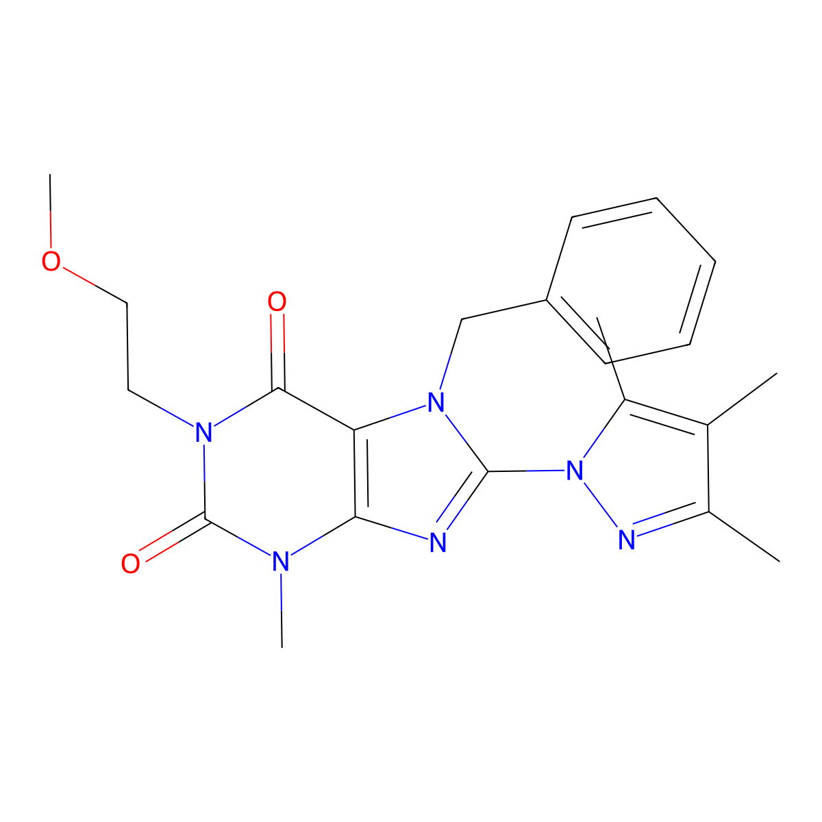 7-benzyl-1-(2-methoxyethyl)-3-methyl-8-(3,4,5-trimethyl-1H-pyrazol-1-yl)-2,3,6,7-tetrahydro-1H-purine-2,6-dione molecular structure, CAS 1014010-63-9