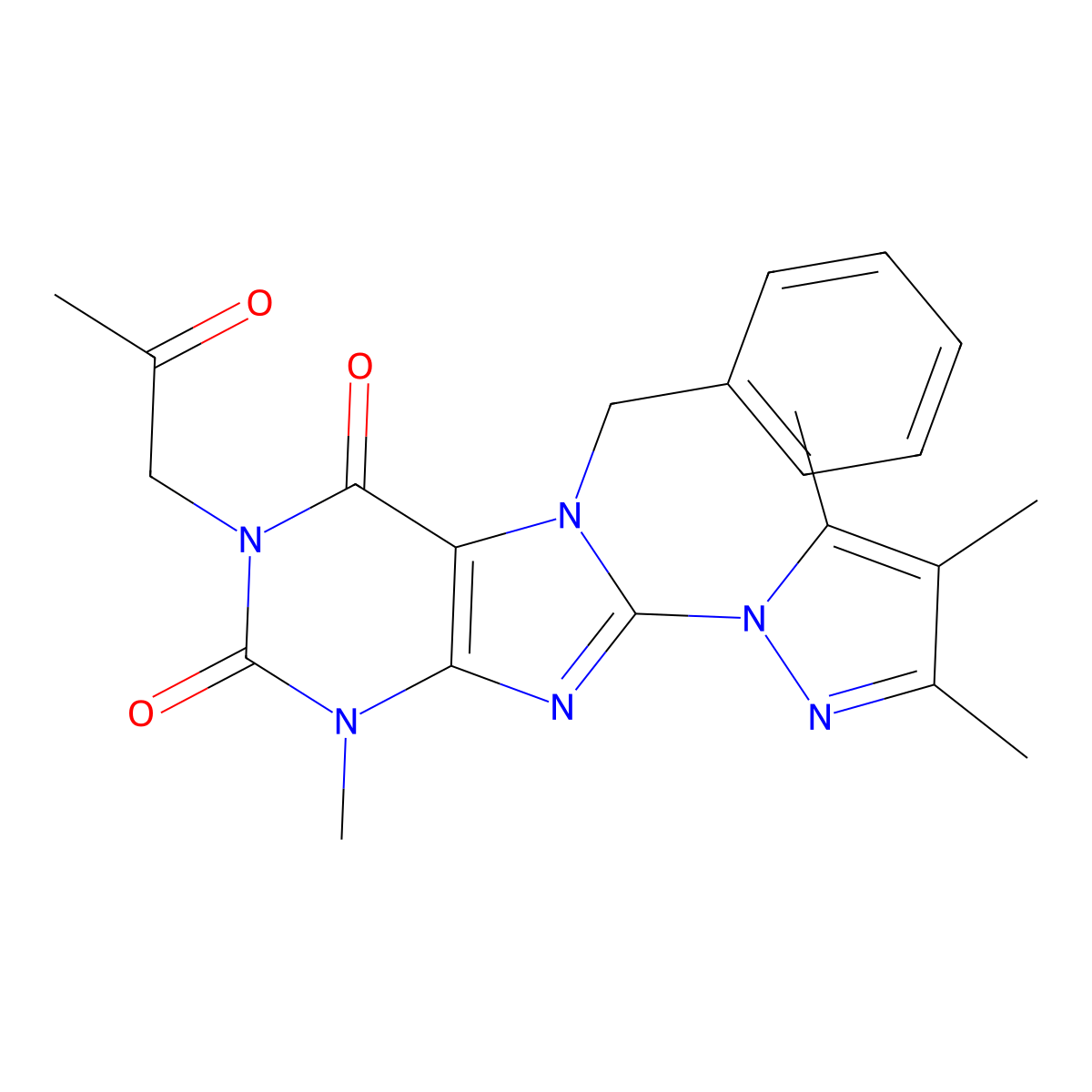 3-Methyl-1-(2-oxopropyl)-7-benzyl-8-(3,4,5-trimethylpyrazolyl)-1,3,7-trihydrop urine-2,6-dione molecular structure, CAS 1014011-05-2