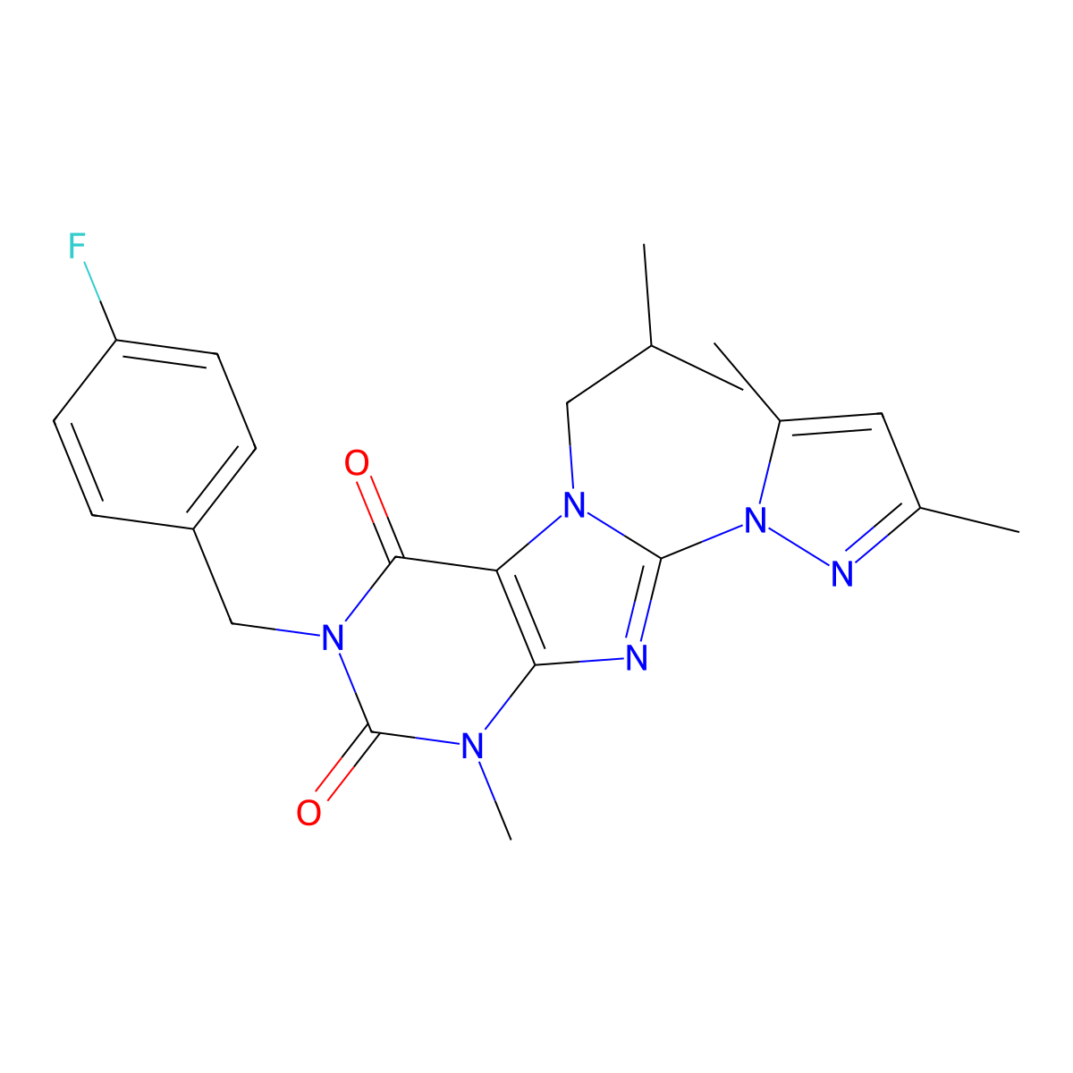 8-(3,5-dimethyl-1H-pyrazol-1-yl)-1-(4-fluorobenzyl)-7-isobutyl-3-methyl-1H-purine-2,6(3H,7H)-dione molecular structure, CAS 1014011-45-0