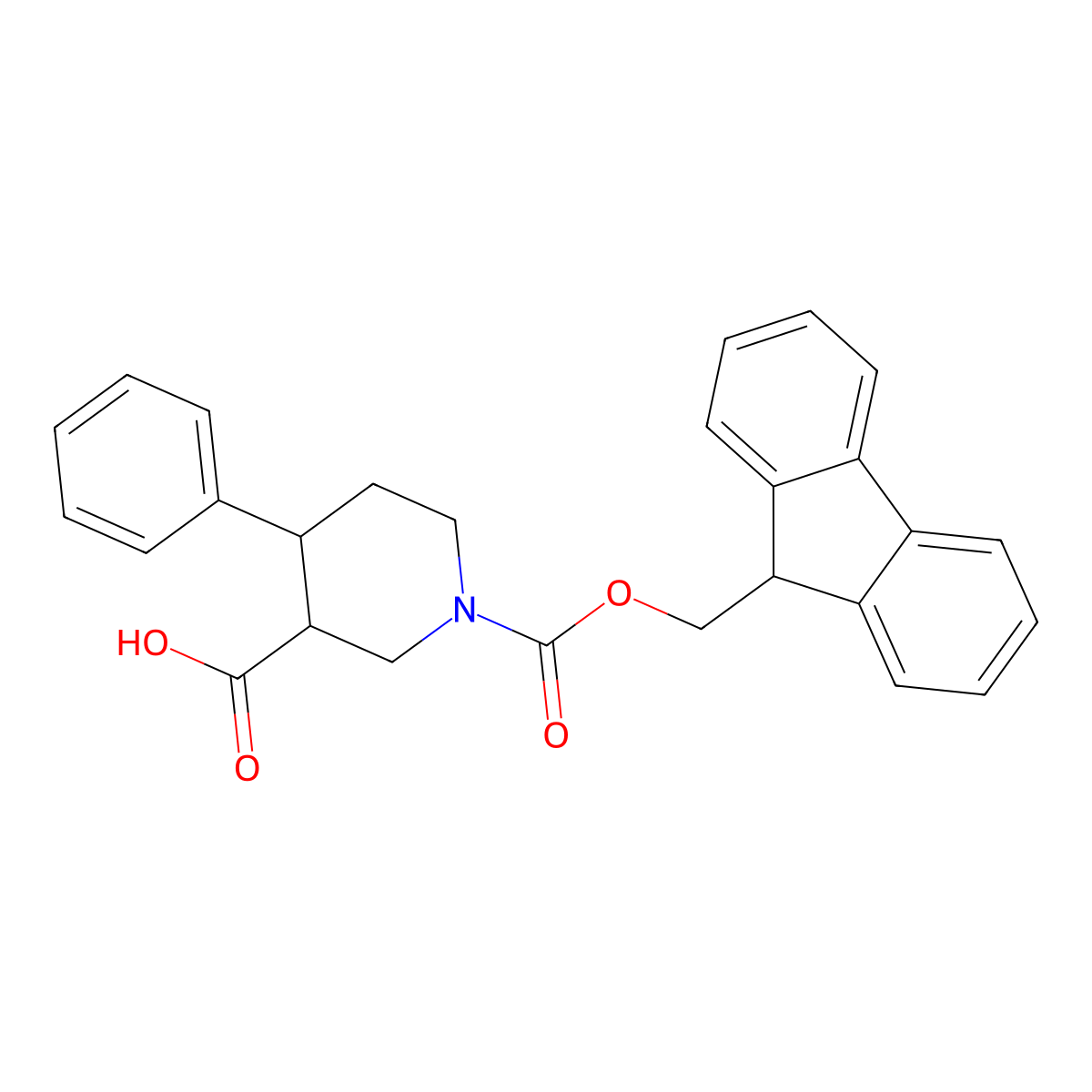 (3R,4R)-1-(((9H-Fluoren-9-yl)methoxy)carbonyl)-4-phenylpiperidine-3-carboxylic acid molecular structure, CAS 1014018-07-5