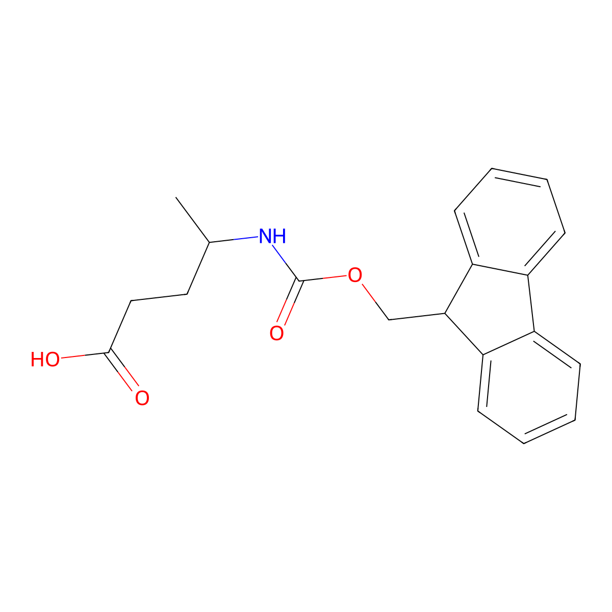 (4S)-4-((((9H-fluoren-9-yl)methoxy)carbonyl)amino)pentanoic acid molecular structure, CAS 1014018-41-7