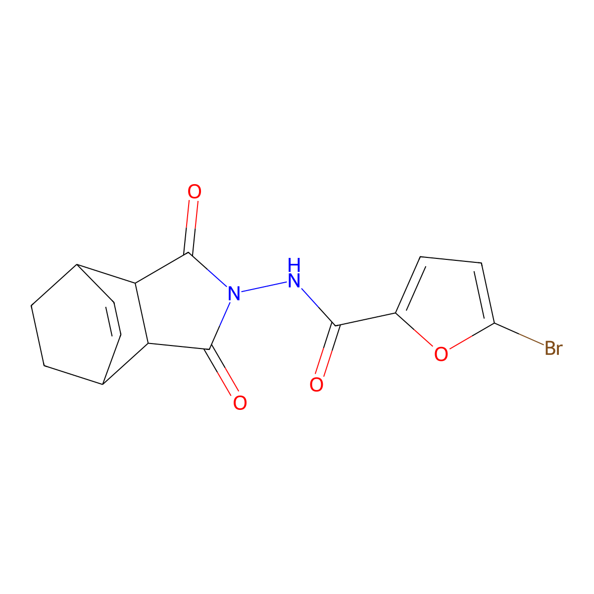 5-bromo-N-(1,3-dioxo-1,3,3a,4,7,7a-hexahydro-2H-4,7-ethanoisoindol-2-yl)furan-2-carboxamide molecular structure, CAS 1014019-68-1