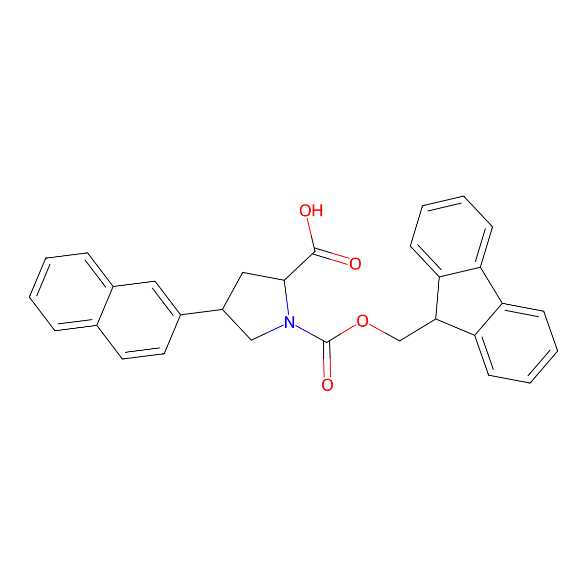 (2S,4R)-Fmoc-4-(2-naphthylmethyl)pyrrolidine-2-carboxylic acid molecular structure, CAS 1014019-74-9