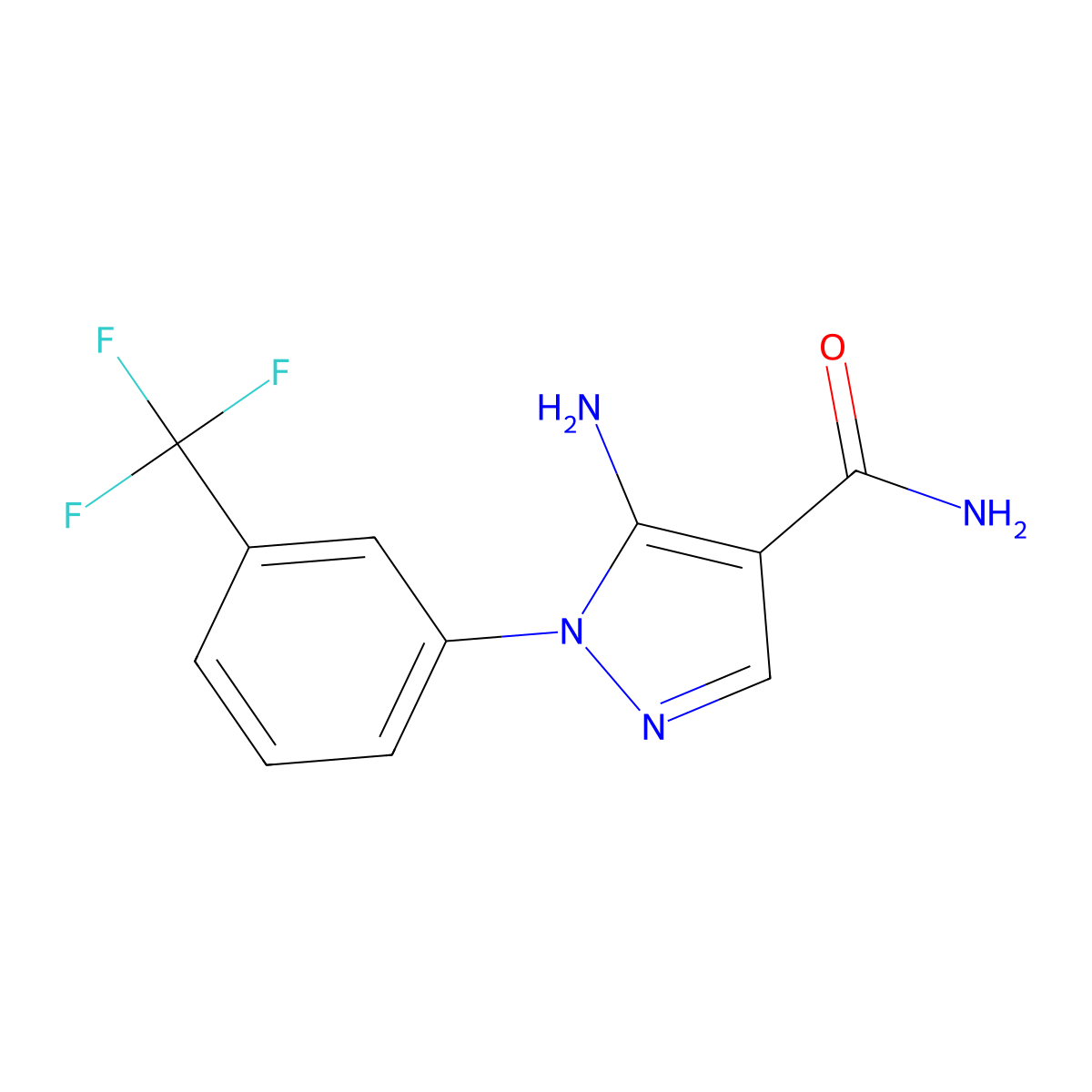 5-amino-1-(3-(trifluoromethyl)phenyl)-1H-pyrazole-4-carboxamide molecular structure, CAS 1014020-08-6