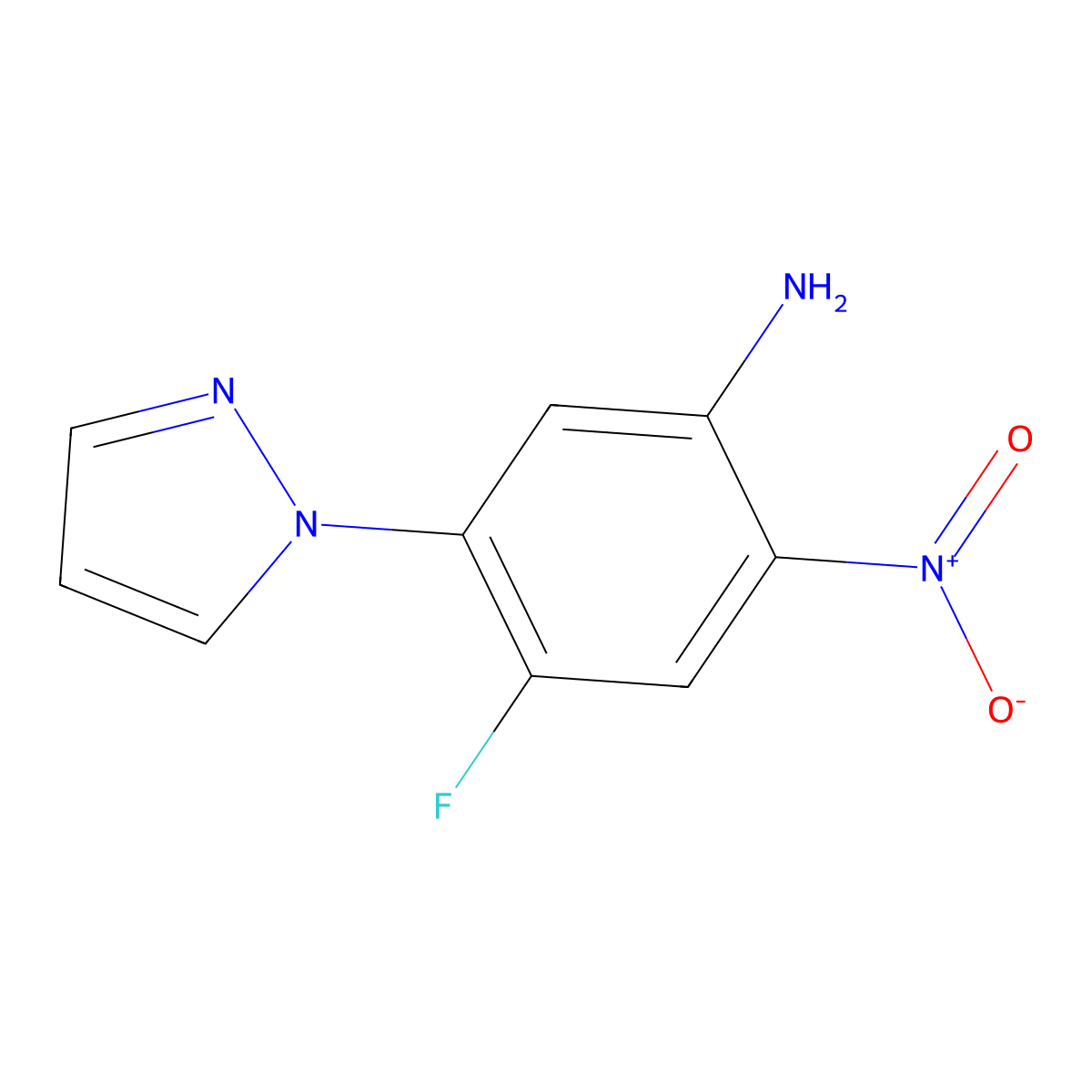 4-fluoro-2-nitro-5-(1H-pyrazol-1-yl)aniline molecular structure, CAS 1014020-15-5