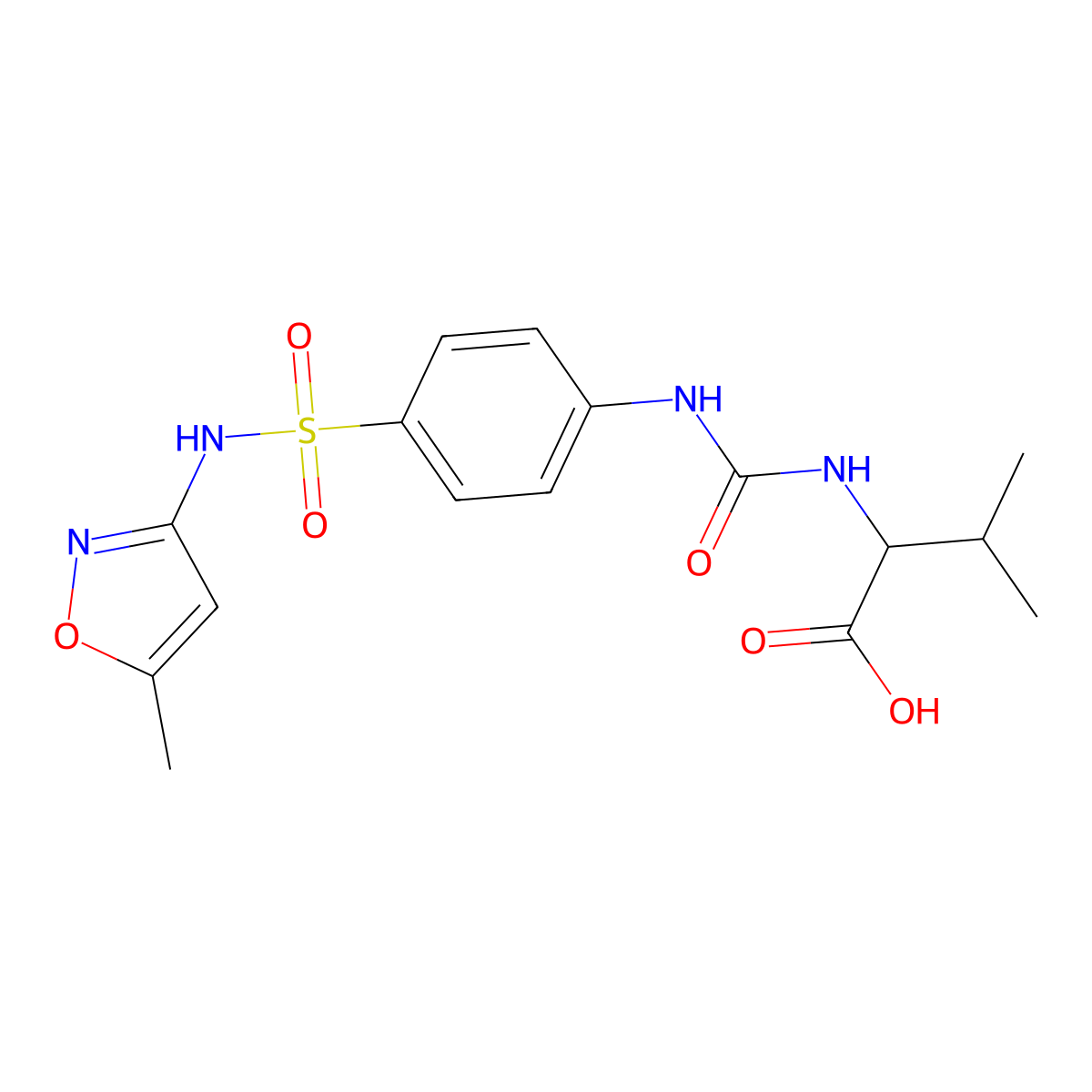 N-({4-[(5-methyl-1,2-oxazol-3-yl)sulfamoyl]phenyl}carbamoyl)-L-valine molecular structure, CAS 1014021-77-2