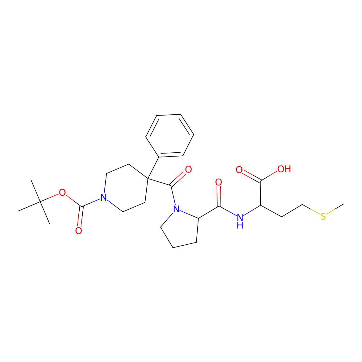 (2R)-2-[[(2S)-1-[1-[(2-methylpropan-2-yl)oxycarbonyl]-4-phenylpiperidine-4-carbonyl]pyrrolidine-2-carbonyl]amino]-4-methylsulfanylbutanoic acid molecular structure, CAS 1014022-20-8