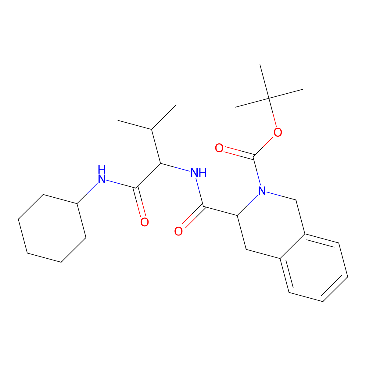 tert-butyl (3S)-3-{[(2S)-1-(cyclohexylamino)-3-methyl-1-oxobutan-2-yl]carbamoyl}-3,4-dihydroisoquinoline-2(1H)-carboxylate molecular structure, CAS 1014022-22-0