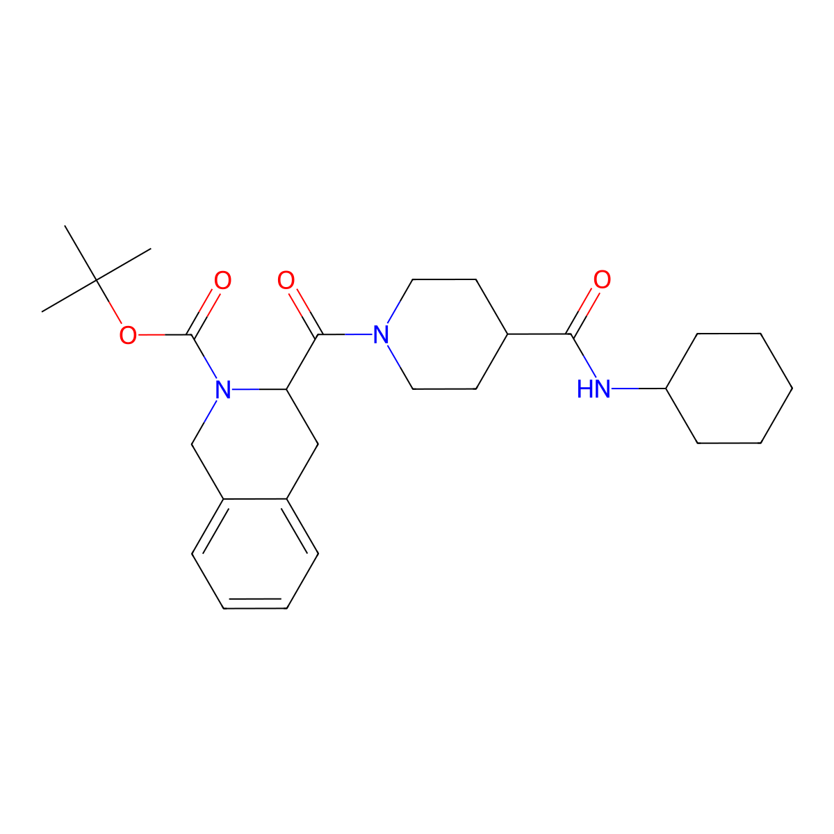 tert-butyl (3S)-3-{[4-(cyclohexylcarbamoyl)piperidin-1-yl]carbonyl}-3,4-dihydroisoquinoline-2(1H)-carboxylate molecular structure, CAS 1014022-24-2