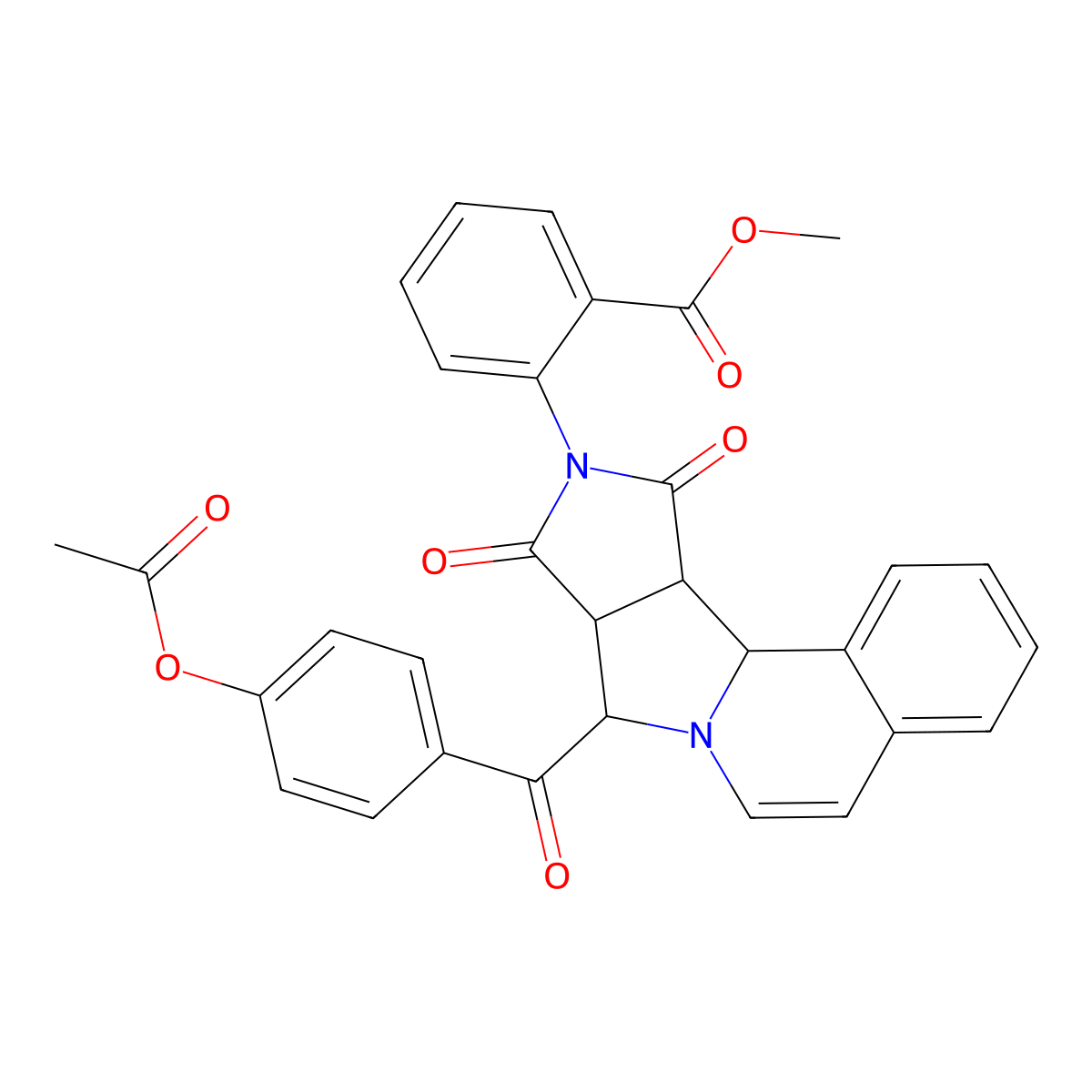 methyl 2-[(1S,11R,12R,16S)-11-(4-acetyloxybenzoyl)-13,15-dioxo-10,14-diazatetracyclo[8.6.0.02,7.012,16]hexadeca-2,4,6,8-tetraen-14-yl]benzoate molecular structure, CAS 1014022-31-1