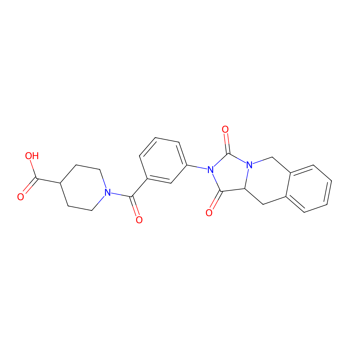 1-({3-[(10aS)-1,3-dioxo-1,5,10,10a-tetrahydroimidazo[1,5-b]isoquinolin-2(3H)-yl]phenyl}carbonyl)piperidine-4-carboxylic acid molecular structure, CAS 1014024-36-2