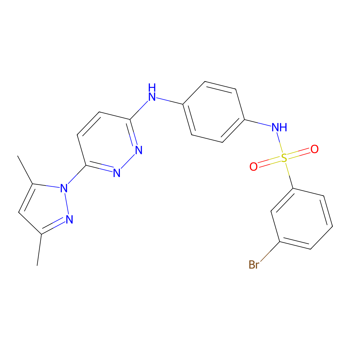 3-bromo-N-(4-((6-(3,5-dimethyl-1H-pyrazol-1-yl)pyridazin-3-yl)amino)phenyl)benzenesulfonamide molecular structure, CAS 1014025-33-2