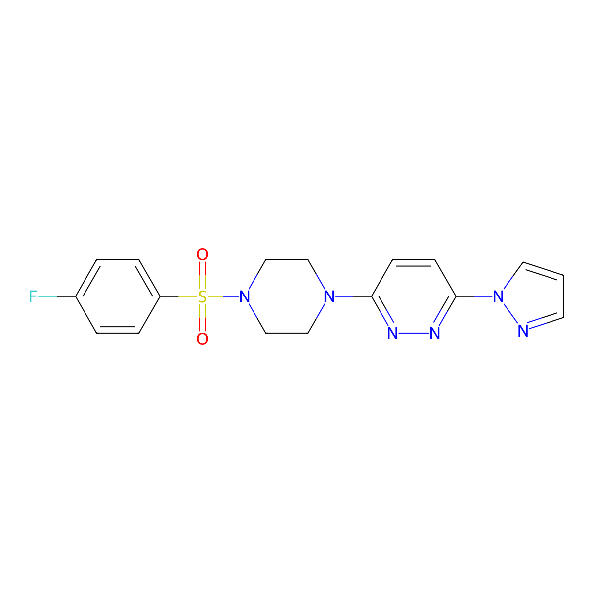 3-(4-((4-fluorophenyl)sulfonyl)piperazin-1-yl)-6-(1H-pyrazol-1-yl)pyridazine molecular structure, CAS 1014025-62-7