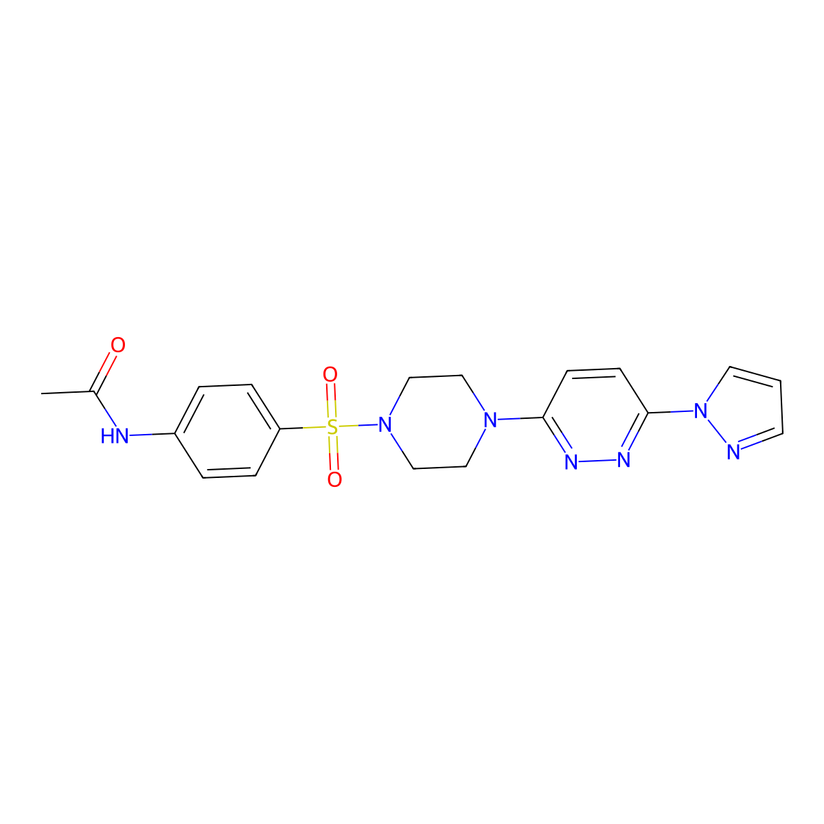 N-(4-((4-(6-(1H-pyrazol-1-yl)pyridazin-3-yl)piperazin-1-yl)sulfonyl)phenyl)acetamide molecular structure, CAS 1014025-73-0
