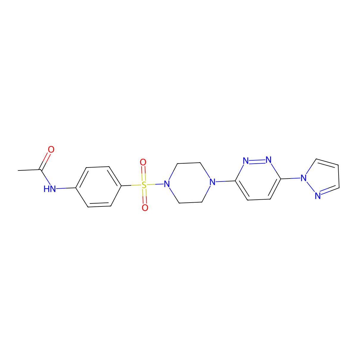 N-(4-((4-(6-(1H-pyrazol-1-yl)pyridazin-3-yl)piperazin-1-yl)sulfonyl)phenyl)acetamide molecular structure, CAS 1014025-73-0