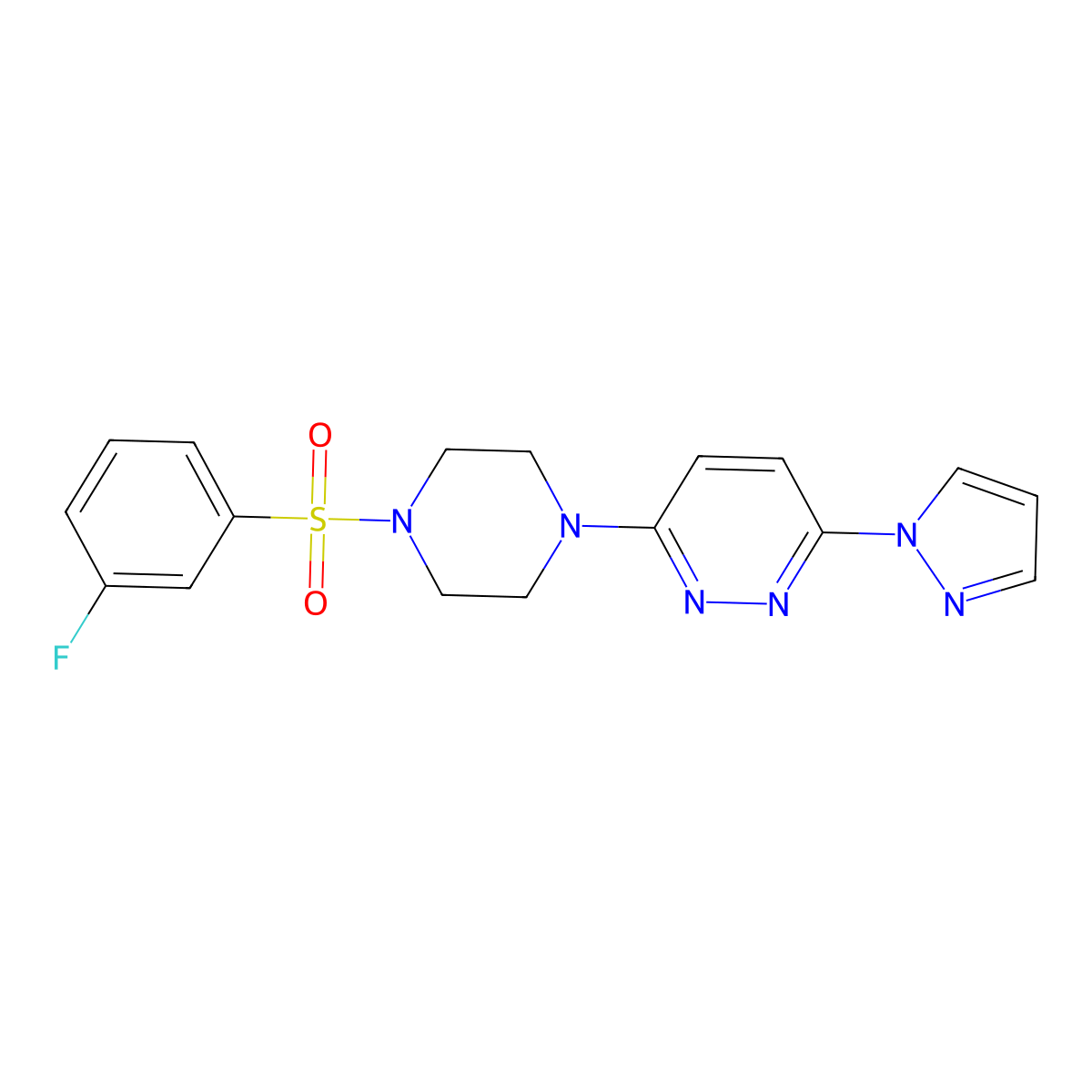 3-(4-((3-fluorophenyl)sulfonyl)piperazin-1-yl)-6-(1H-pyrazol-1-yl)pyridazine molecular structure, CAS 1014025-76-3