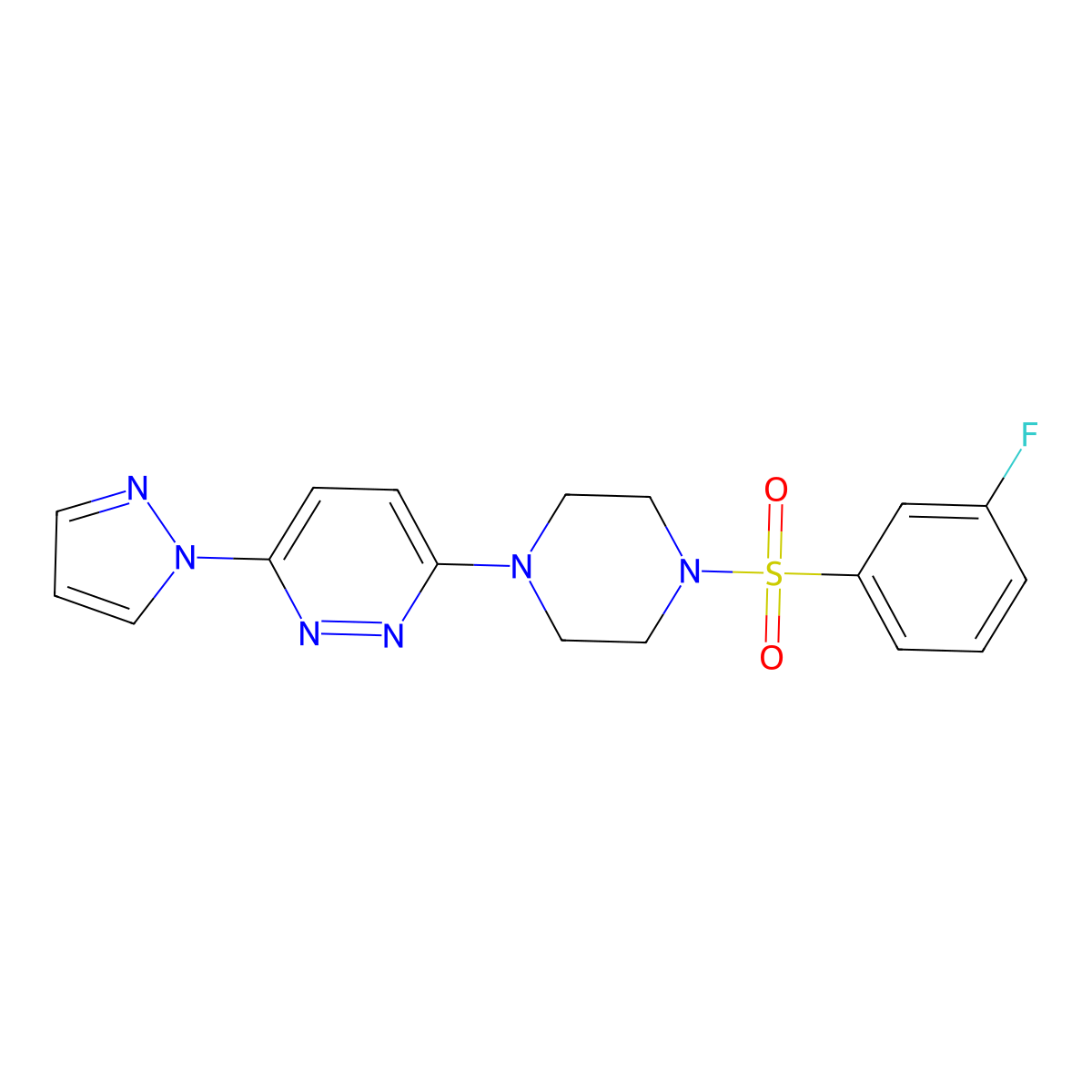 3-(4-((3-fluorophenyl)sulfonyl)piperazin-1-yl)-6-(1H-pyrazol-1-yl)pyridazine molecular structure, CAS 1014025-76-3