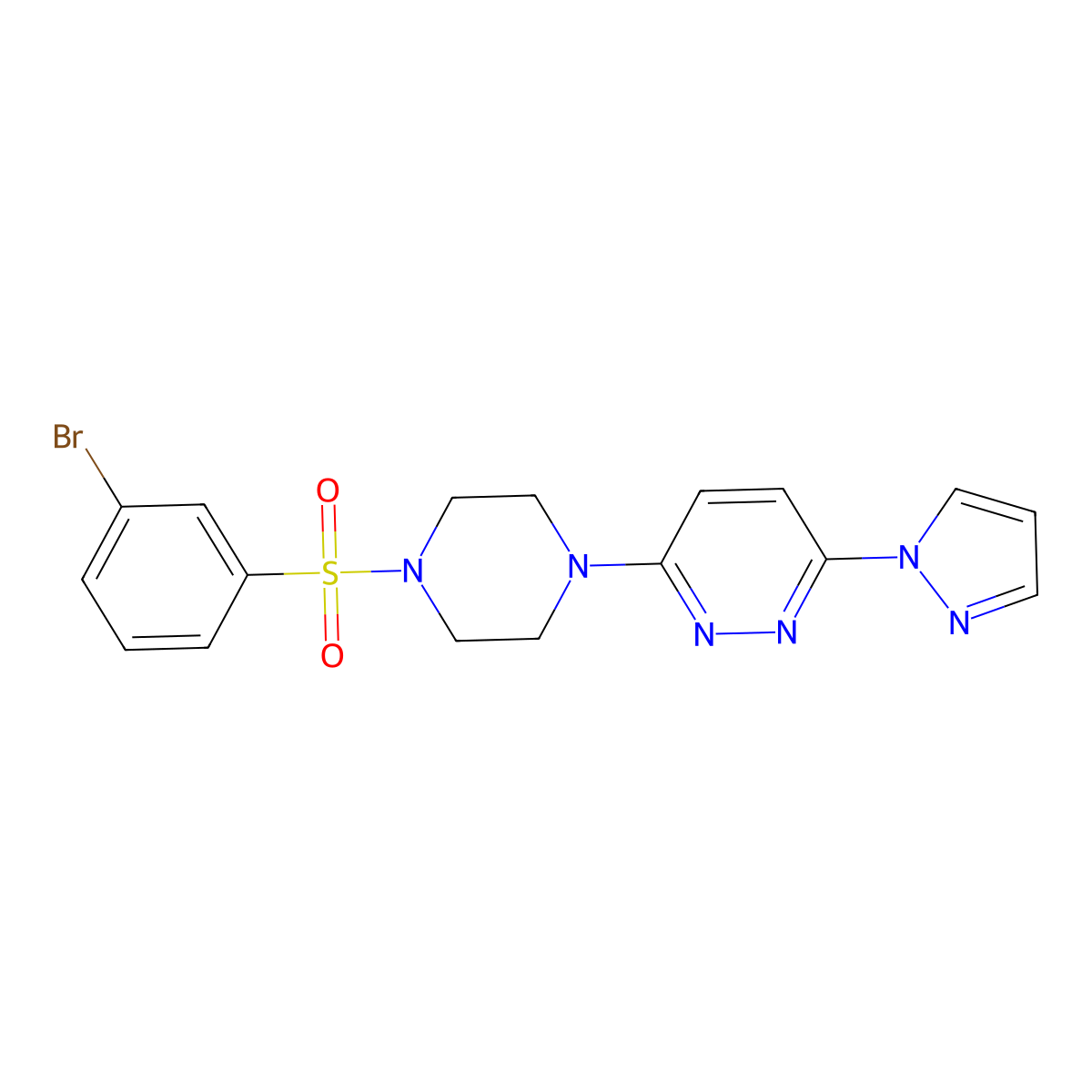 3-[4-(3-bromobenzenesulfonyl)piperazin-1-yl]-6-(1H-pyrazol-1-yl)pyridazine molecular structure, CAS 1014025-85-4