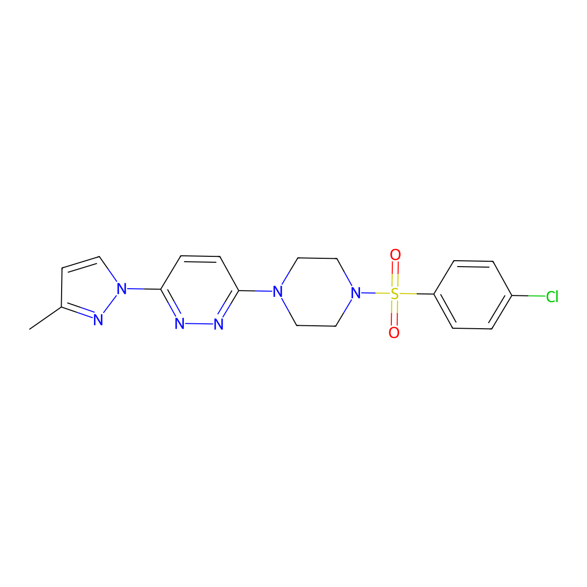 3-(4-((4-chlorophenyl)sulfonyl)piperazin-1-yl)-6-(3-methyl-1H-pyrazol-1-yl)pyridazine molecular structure, CAS 1014025-88-7