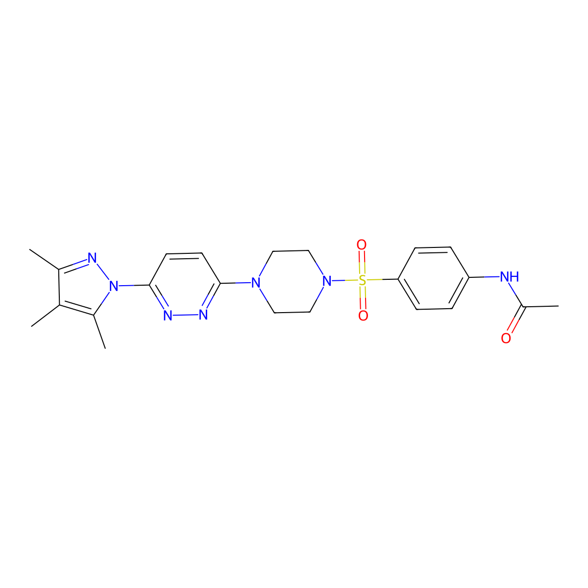 N-(4-((4-(6-(3,4,5-trimethyl-1H-pyrazol-1-yl)pyridazin-3-yl)piperazin-1-yl)sulfonyl)phenyl)acetamide molecular structure, CAS 1014025-92-3