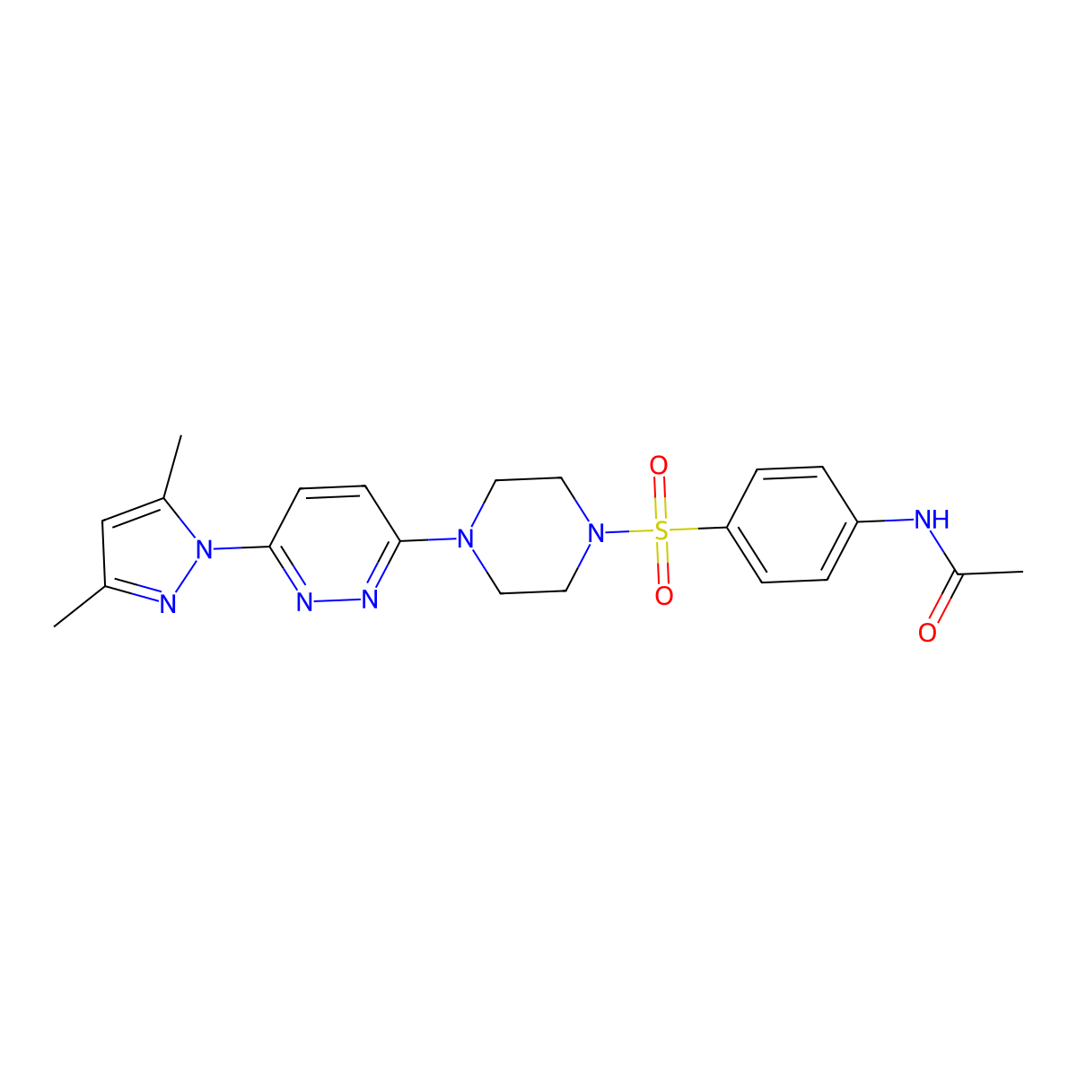 N-(4-((4-(6-(3,5-dimethyl-1H-pyrazol-1-yl)pyridazin-3-yl)piperazin-1-yl)sulfonyl)phenyl)acetamide molecular structure, CAS 1014025-93-4