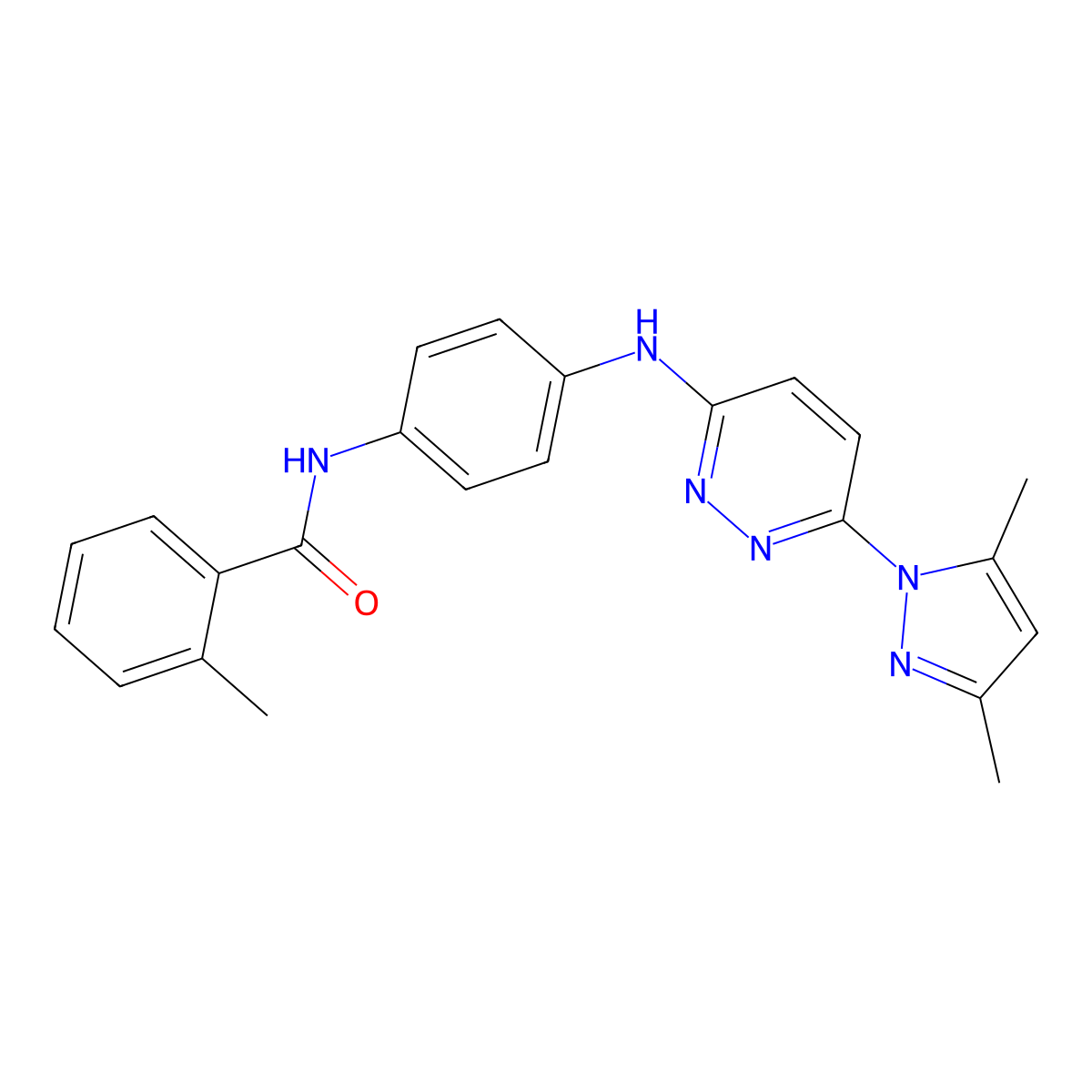 N-(4-{[6-(3,5-dimethyl-1H-pyrazol-1-yl)pyridazin-3-yl]amino}phenyl)-2-methylbenzamide molecular structure, CAS 1014025-97-8