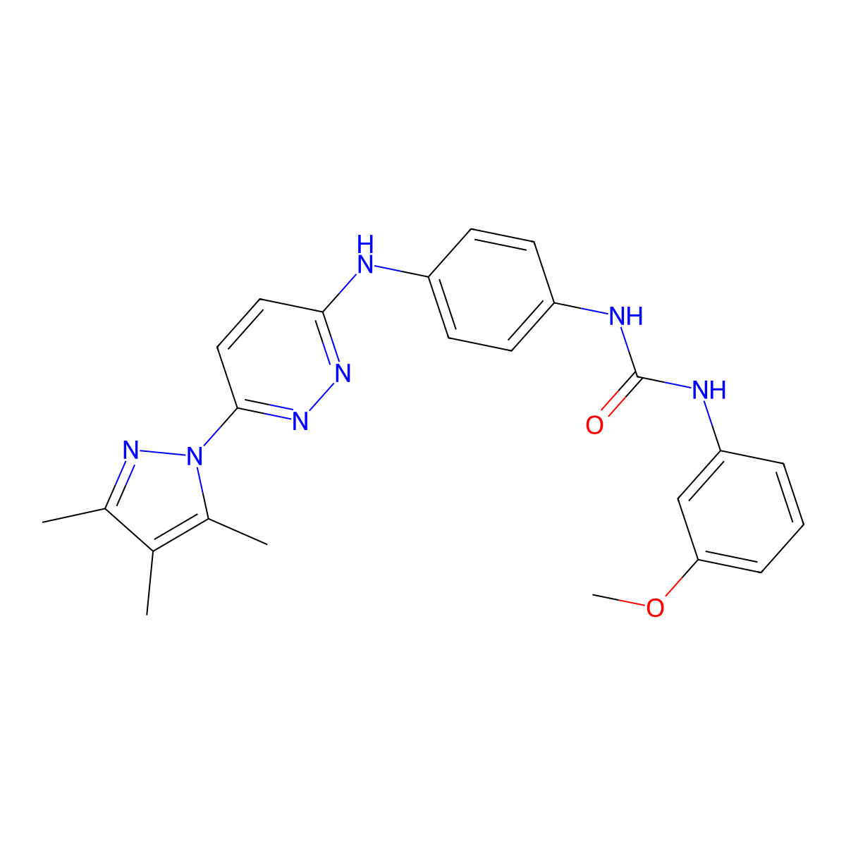 1-(3-methoxyphenyl)-3-(4-((6-(3,4,5-trimethyl-1H-pyrazol-1-yl)pyridazin-3-yl)amino)phenyl)urea molecular structure, CAS 1014026-03-9