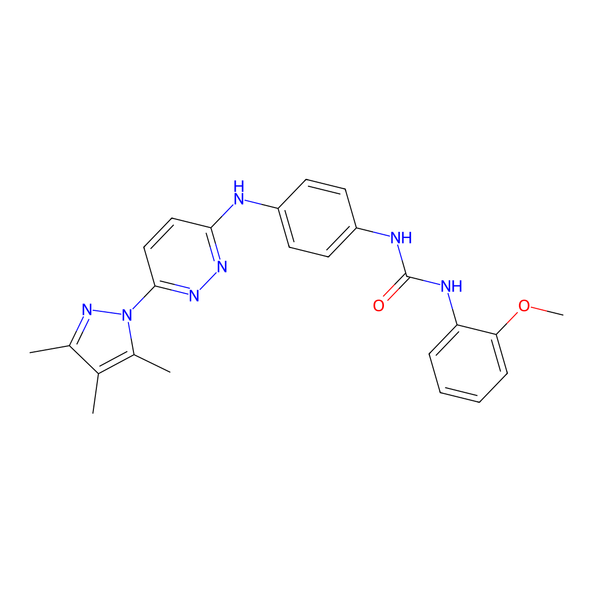 1-(2-methoxyphenyl)-3-(4-((6-(3,4,5-trimethyl-1H-pyrazol-1-yl)pyridazin-3-yl)amino)phenyl)urea molecular structure, CAS 1014026-05-1