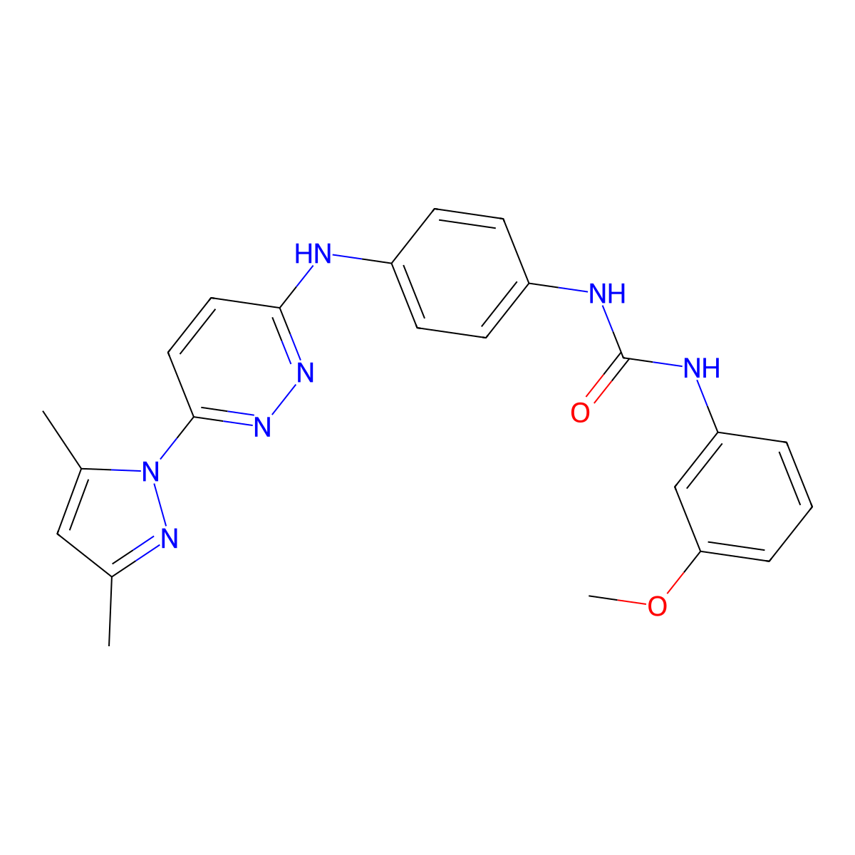 1-(4-{[6-(3,5-dimethyl-1H-pyrazol-1-yl)pyridazin-3-yl]amino}phenyl)-3-(3-methoxyphenyl)urea molecular structure, CAS 1014026-08-4