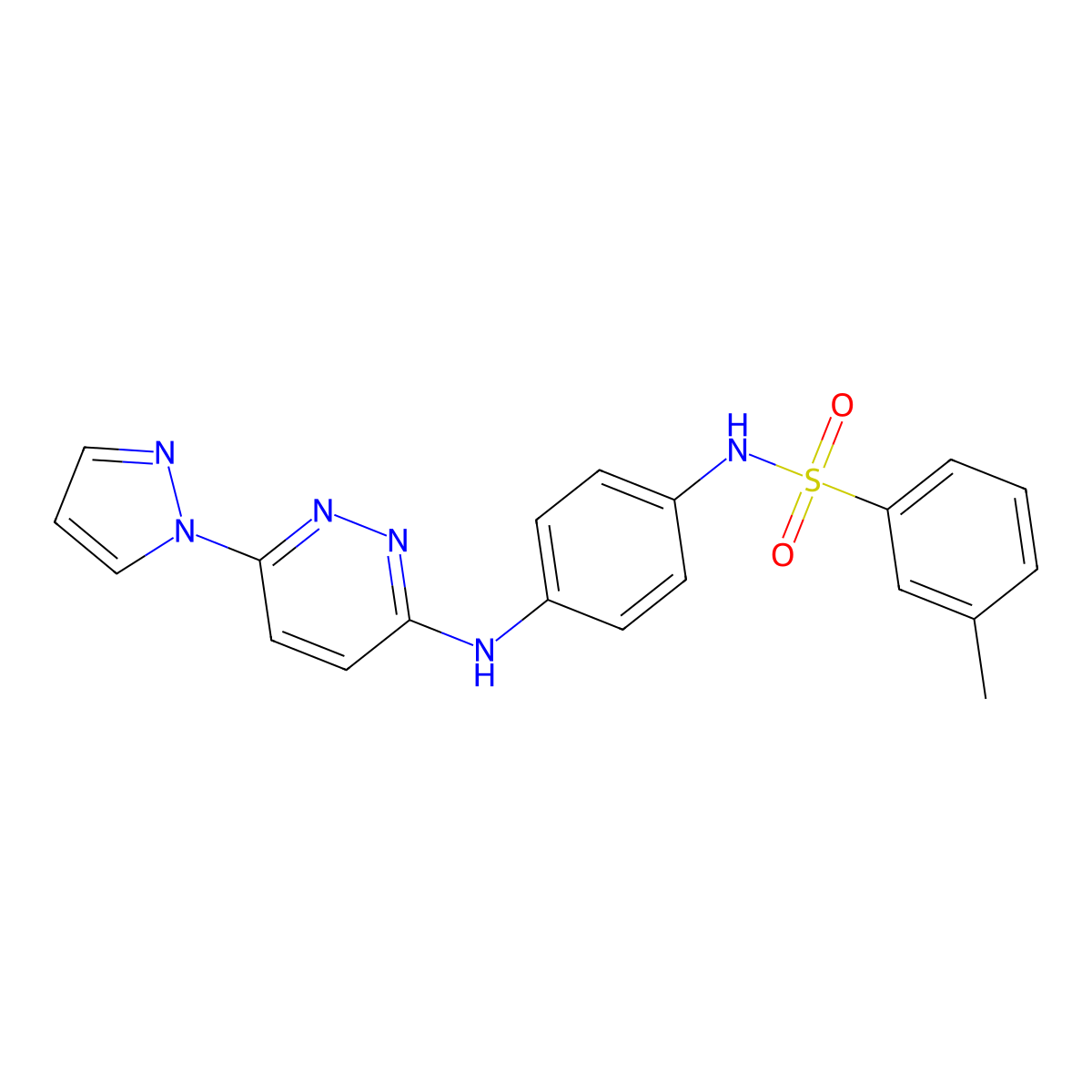 N-(4-((6-(1H-pyrazol-1-yl)pyridazin-3-yl)amino)phenyl)-3-methylbenzenesulfonamide molecular structure, CAS 1014026-14-2
